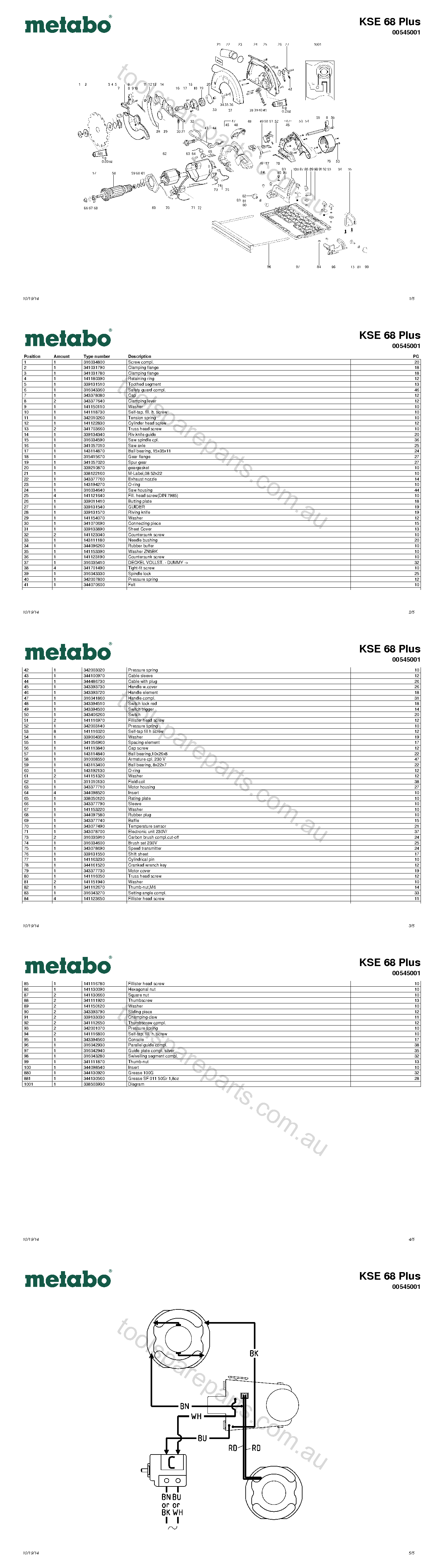 Metabo KSE 68 Plus 00545001  Diagram 1