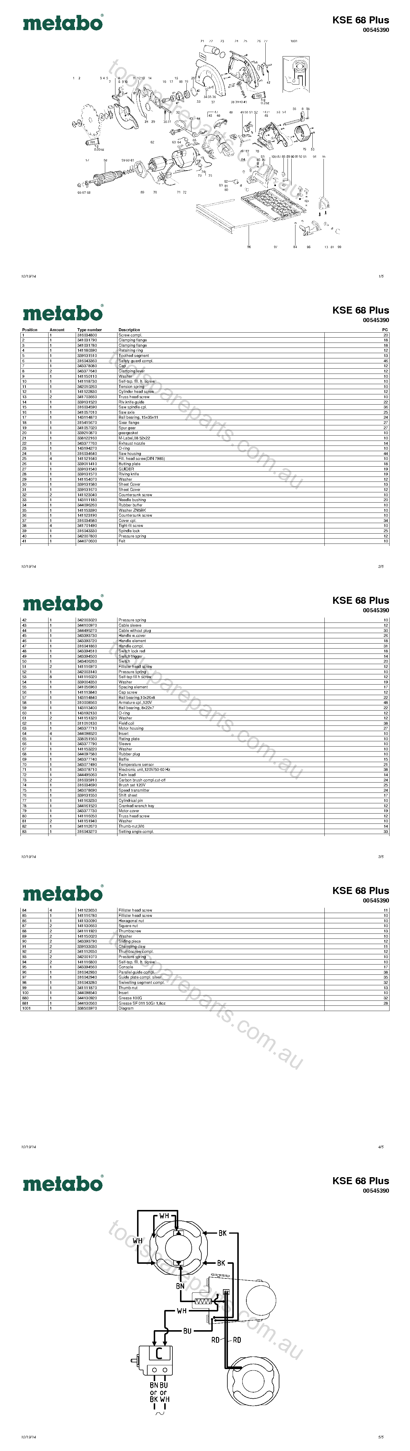 Metabo KSE 68 Plus 00545390  Diagram 1