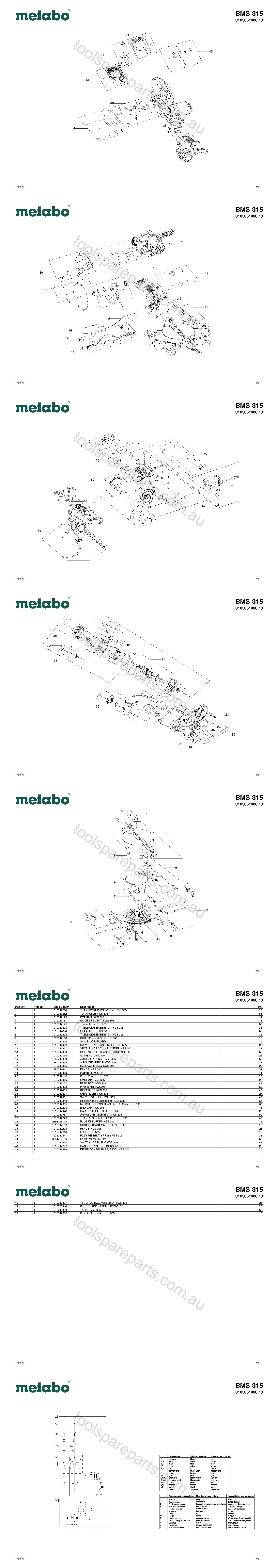 Metabo BMS-315 0103051000 10  Diagram 1