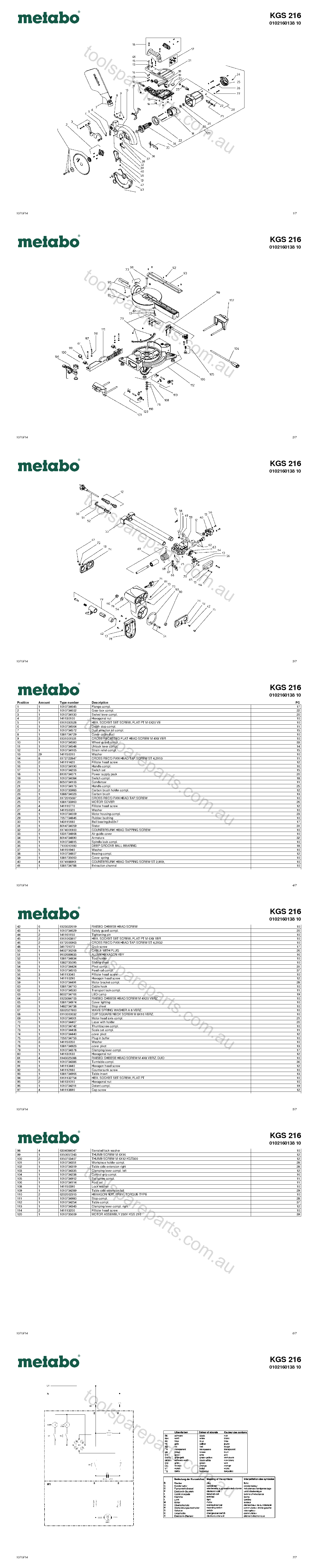 Metabo KGS 216 0102160138 10  Diagram 1