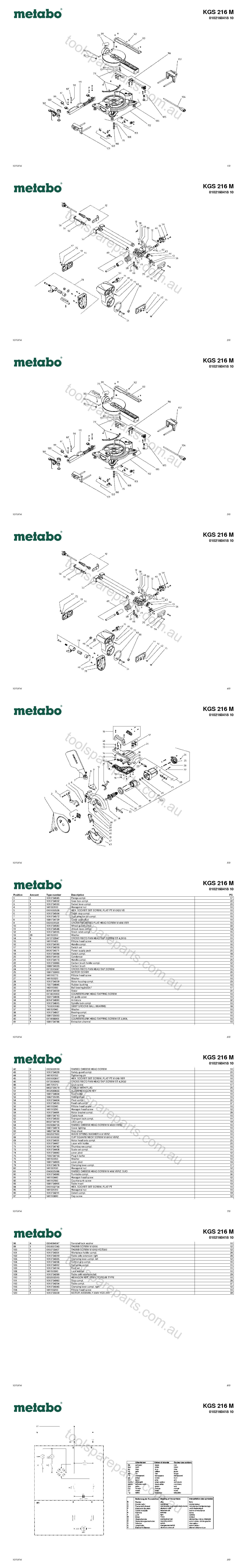 Metabo KGS 216 M 0102160418 10  Diagram 1