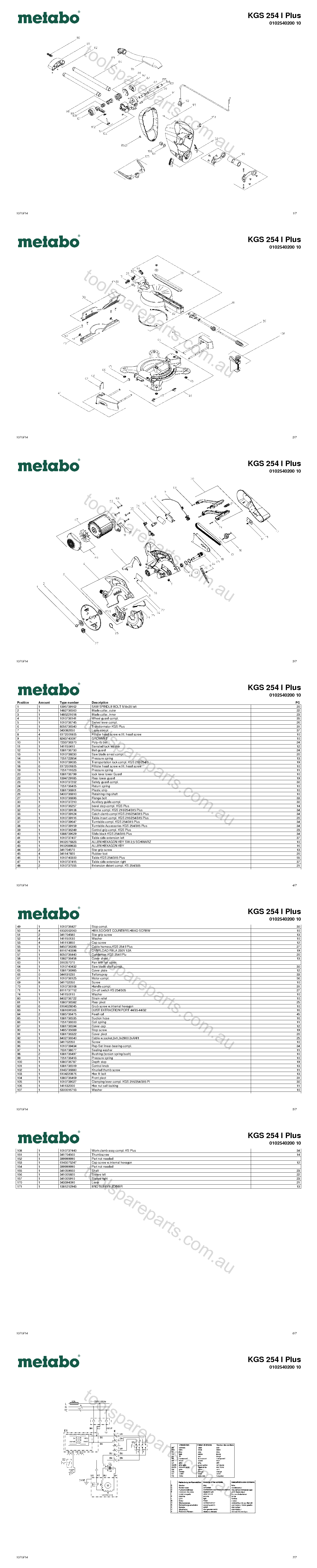 Metabo KGS 254 I Plus 0102540200 10  Diagram 1