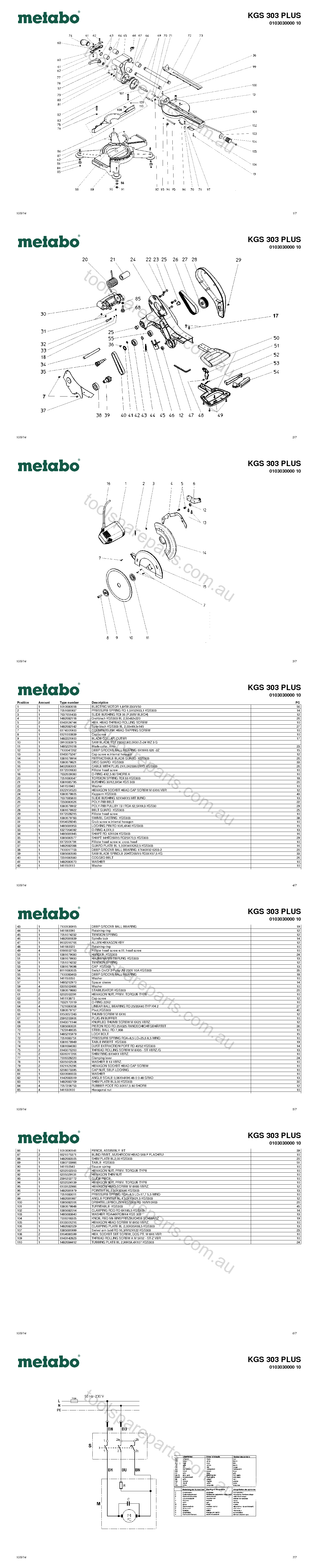 Metabo KGS 303 PLUS 0103030000 10  Diagram 1
