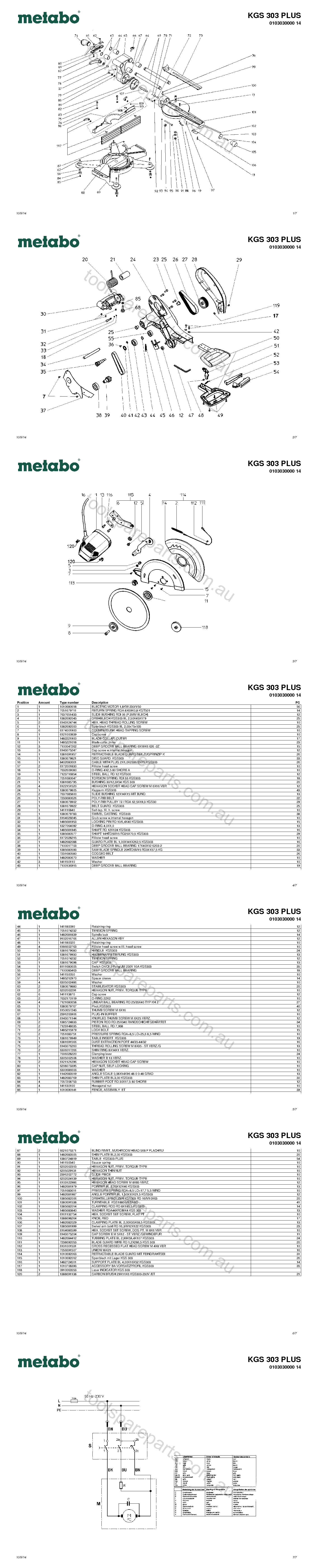 Metabo KGS 303 PLUS 0103030000 14  Diagram 1