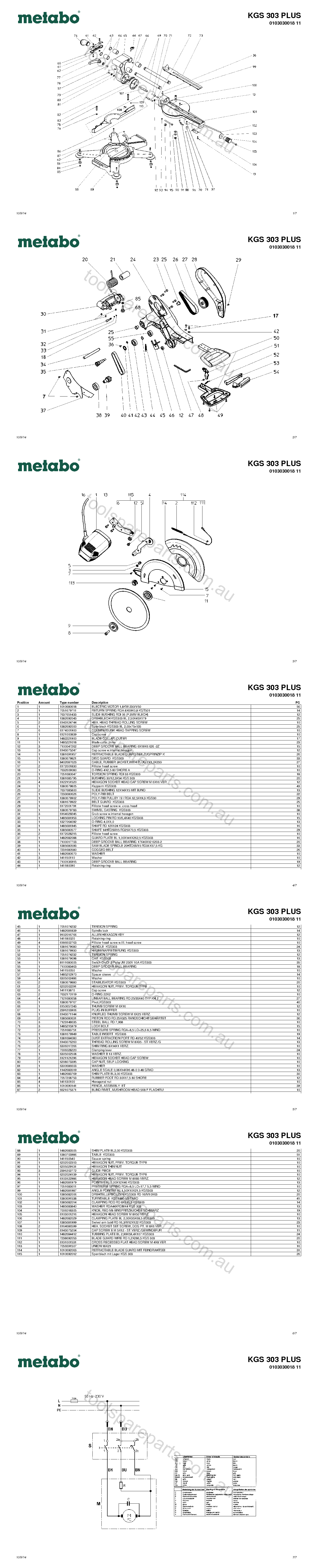 Metabo KGS 303 PLUS 0103030018 11  Diagram 1