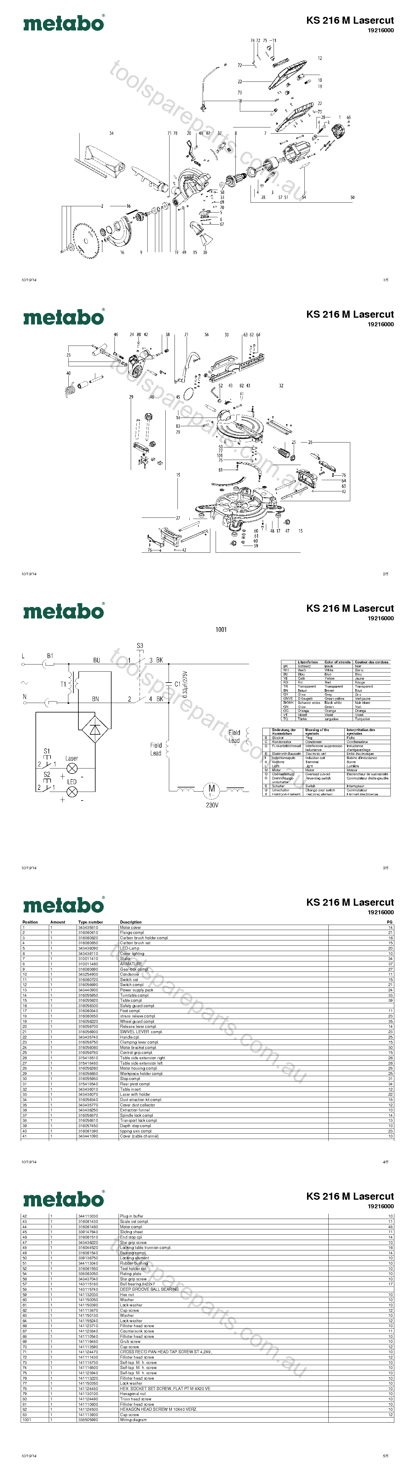 Metabo KS 216 M Lasercut 19216000  Diagram 1