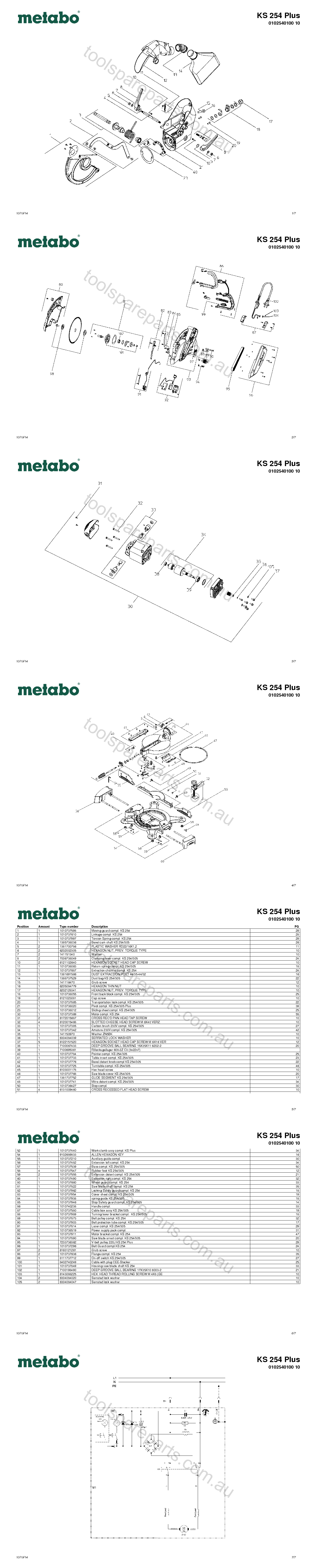 Metabo KS 254 Plus 0102540100 10  Diagram 1