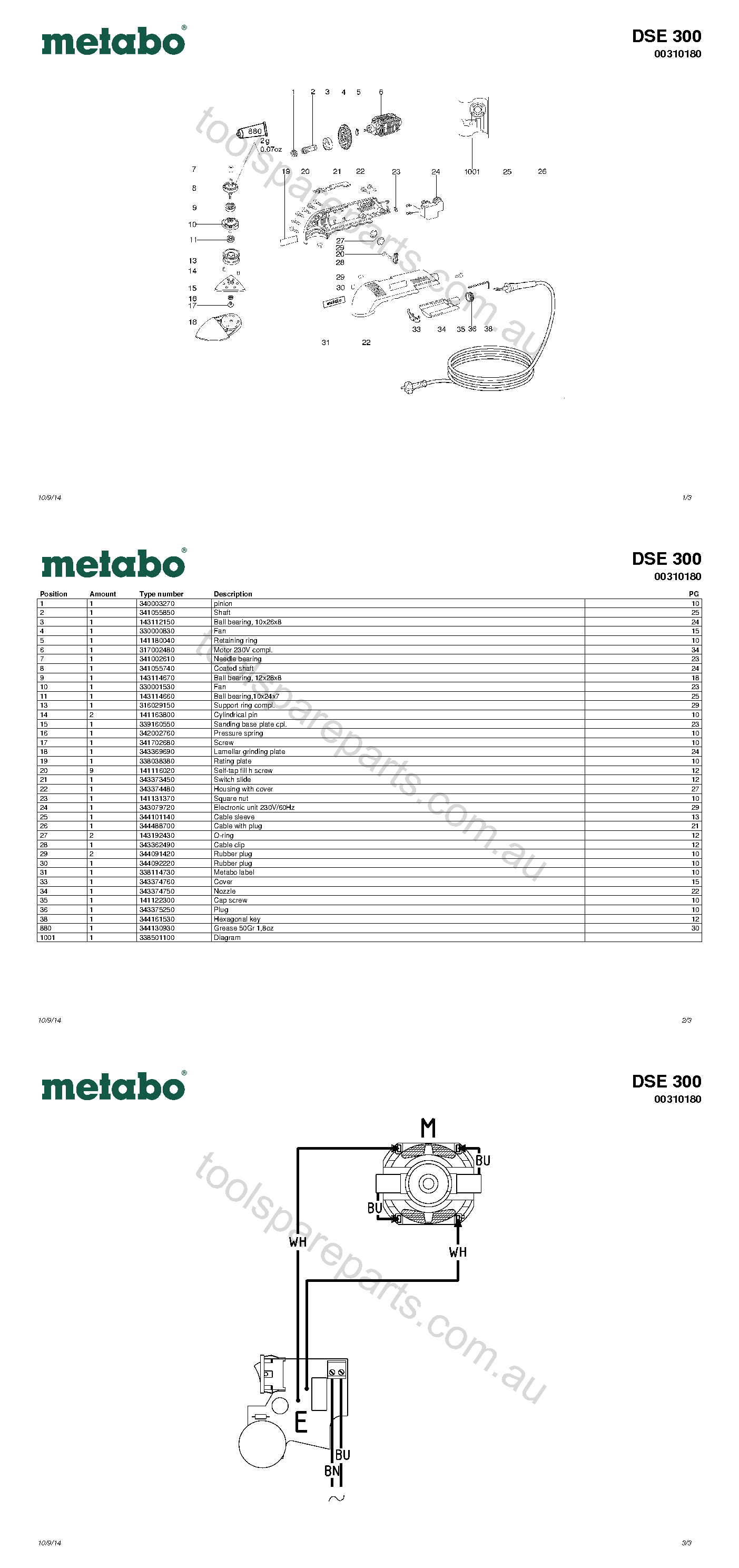 Metabo DSE 300 00310180  Diagram 1