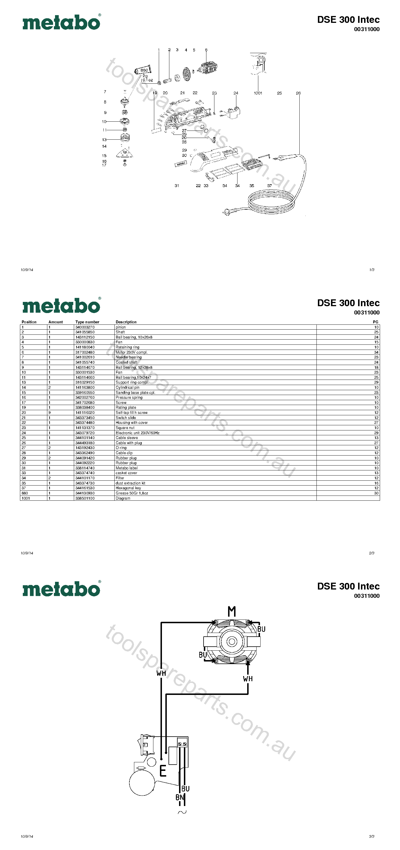 Metabo DSE 300 Intec 00311000  Diagram 1