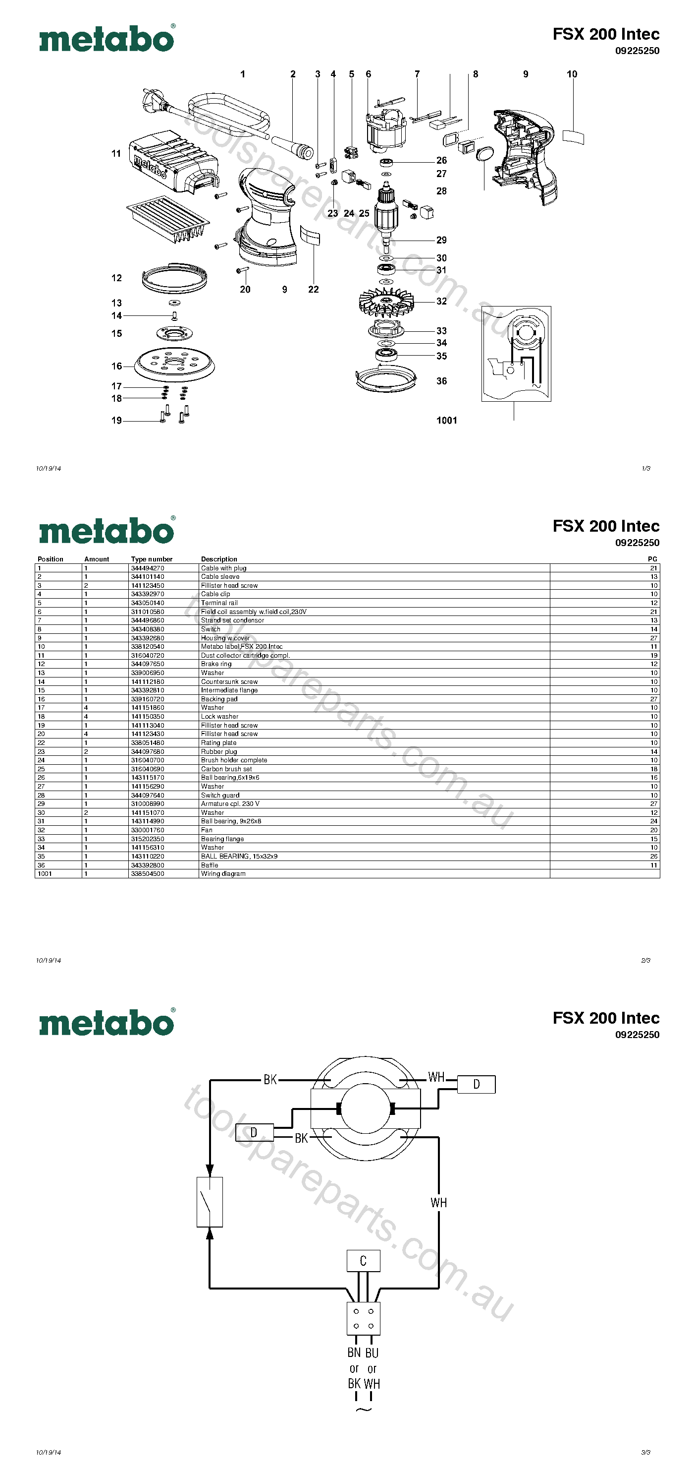 Metabo FSX 200 Intec 09225250  Diagram 1