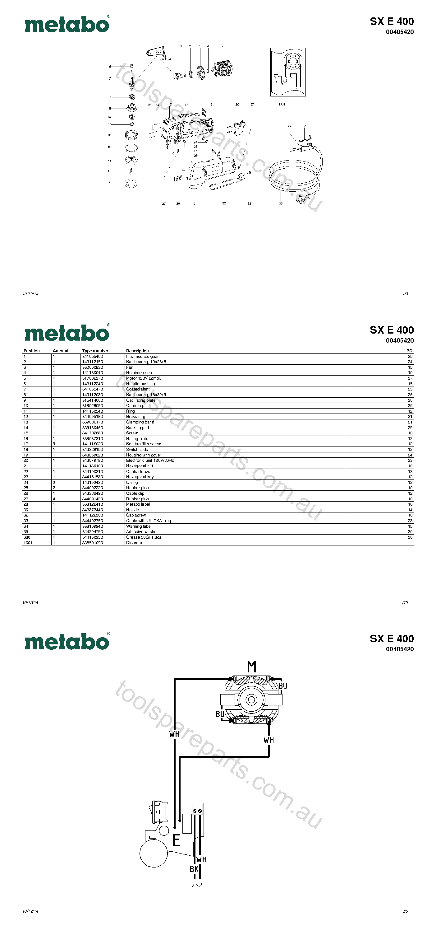 Metabo SX E 400 00405420  Diagram 1