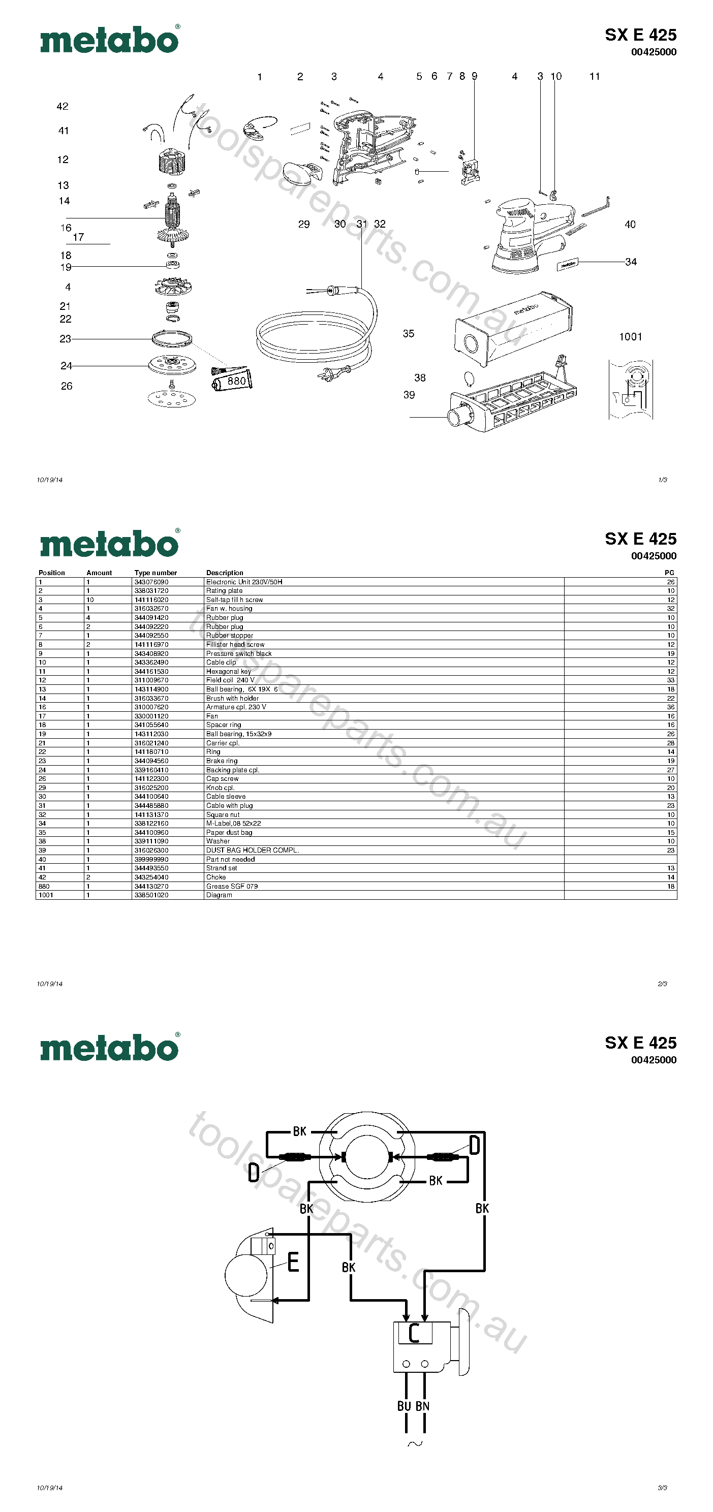 Metabo SX E 425 00425000  Diagram 1