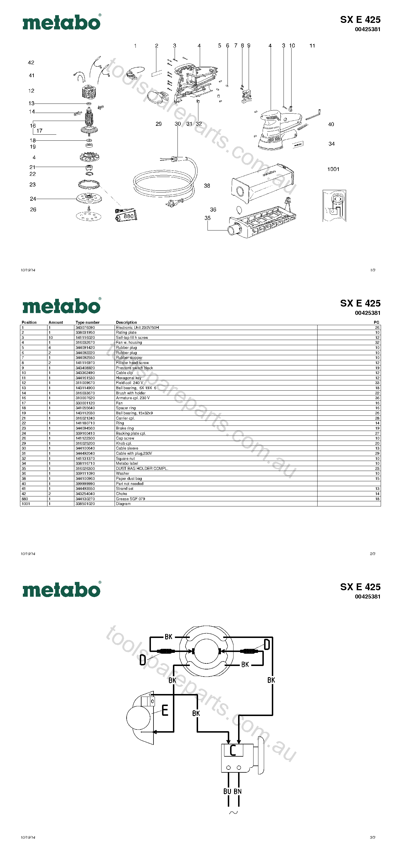 Metabo SX E 425 00425381  Diagram 1