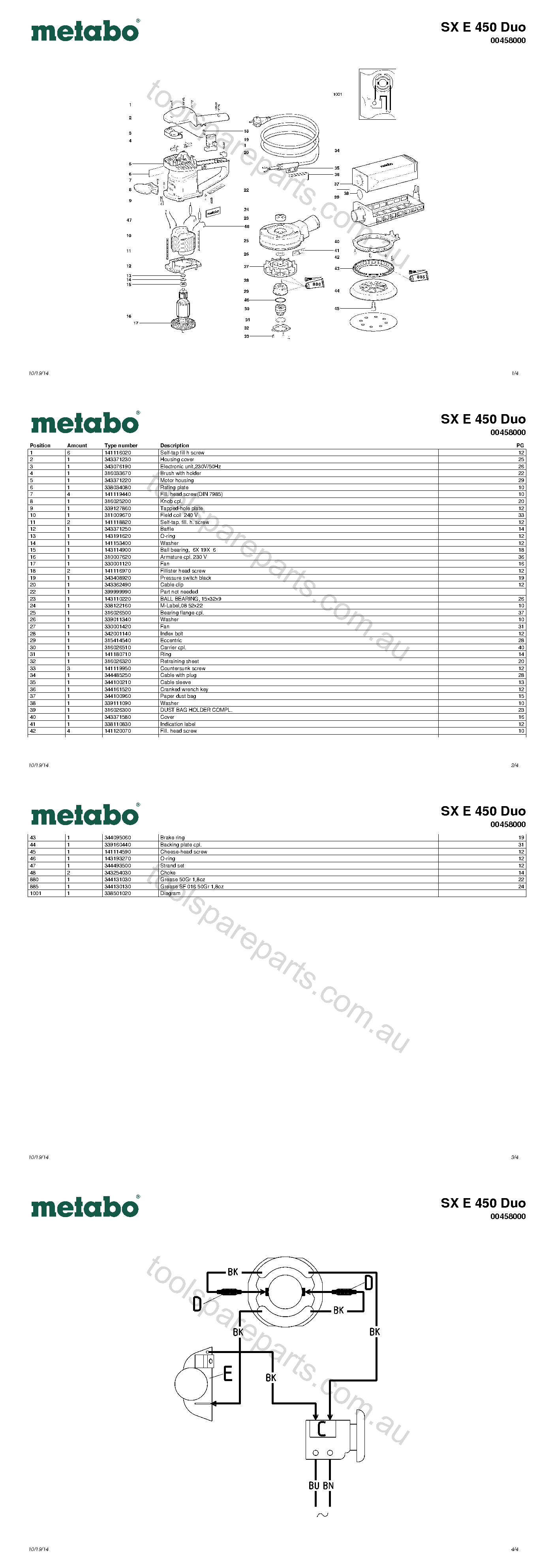 Metabo SX E 450 Duo 00458000  Diagram 1