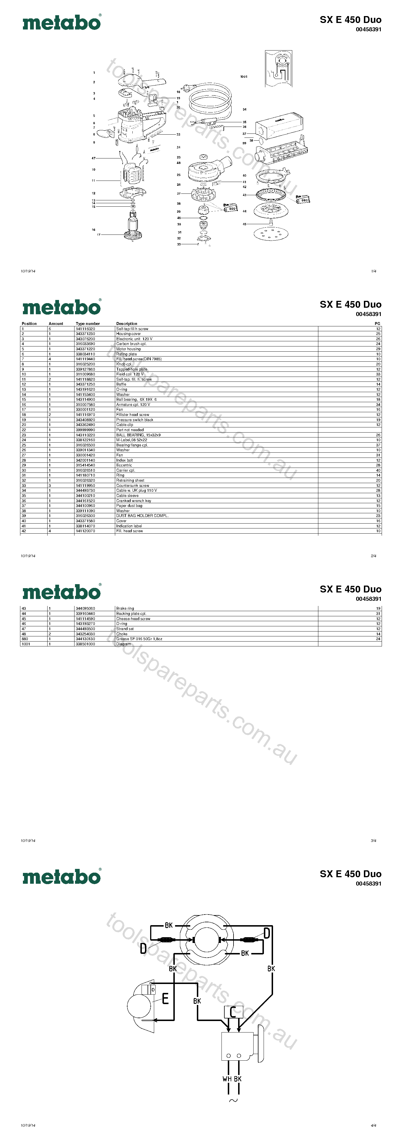 Metabo SX E 450 Duo 00458391  Diagram 1