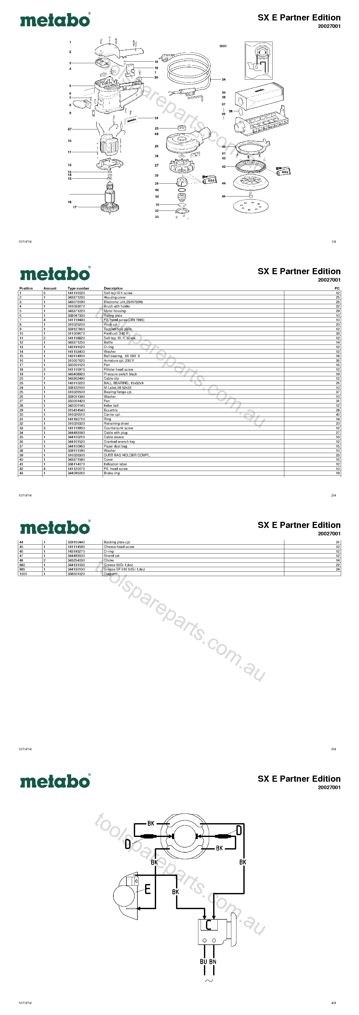 Metabo SX E Partner Edition 20027001  Diagram 1