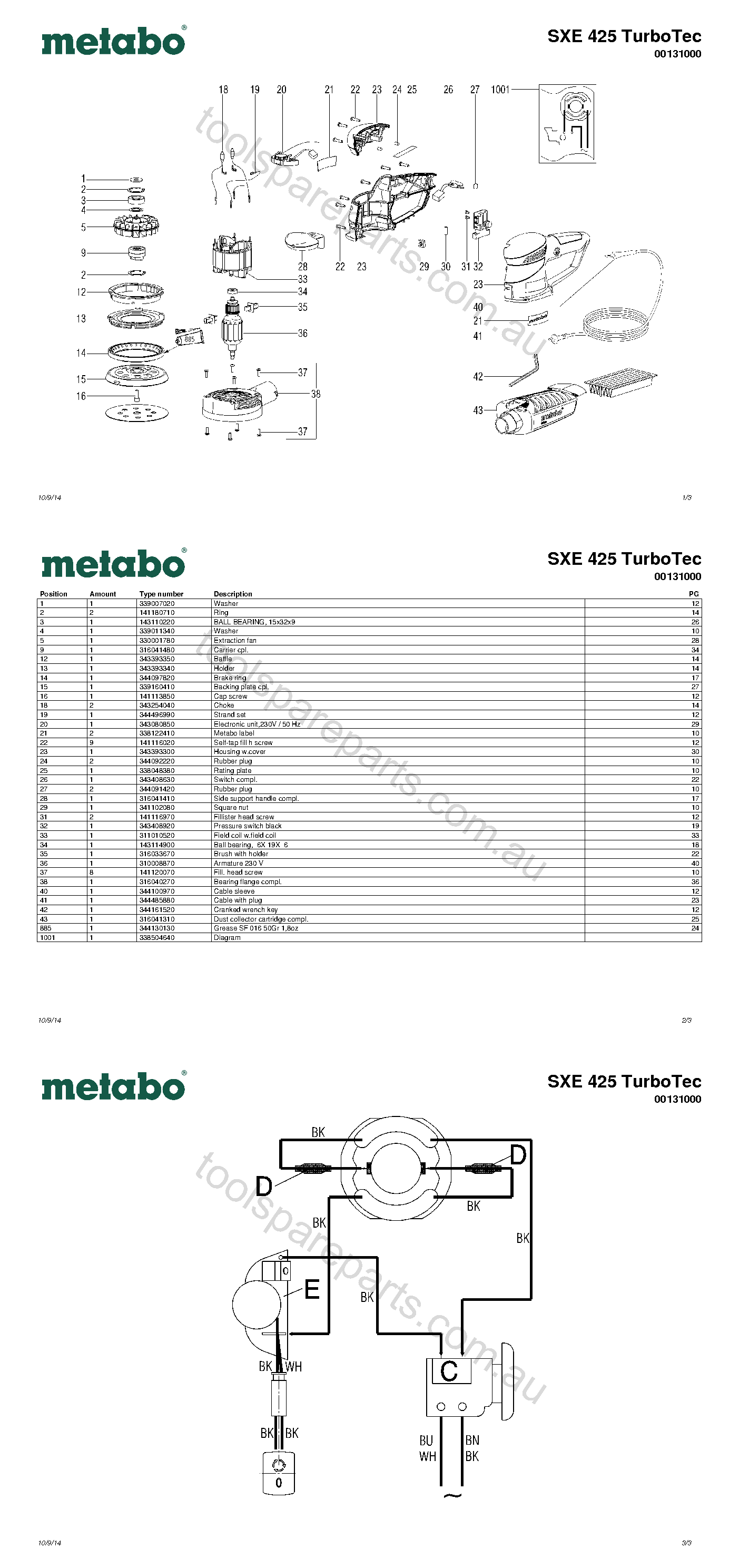 Metabo SXE 425 TurboTec 00131000  Diagram 1