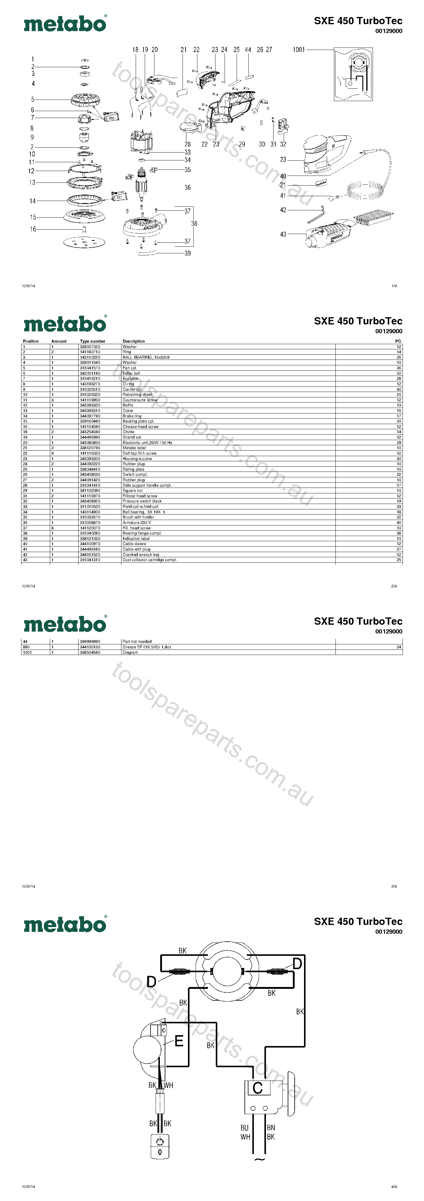 Metabo SXE 450 TurboTec 00129000  Diagram 1