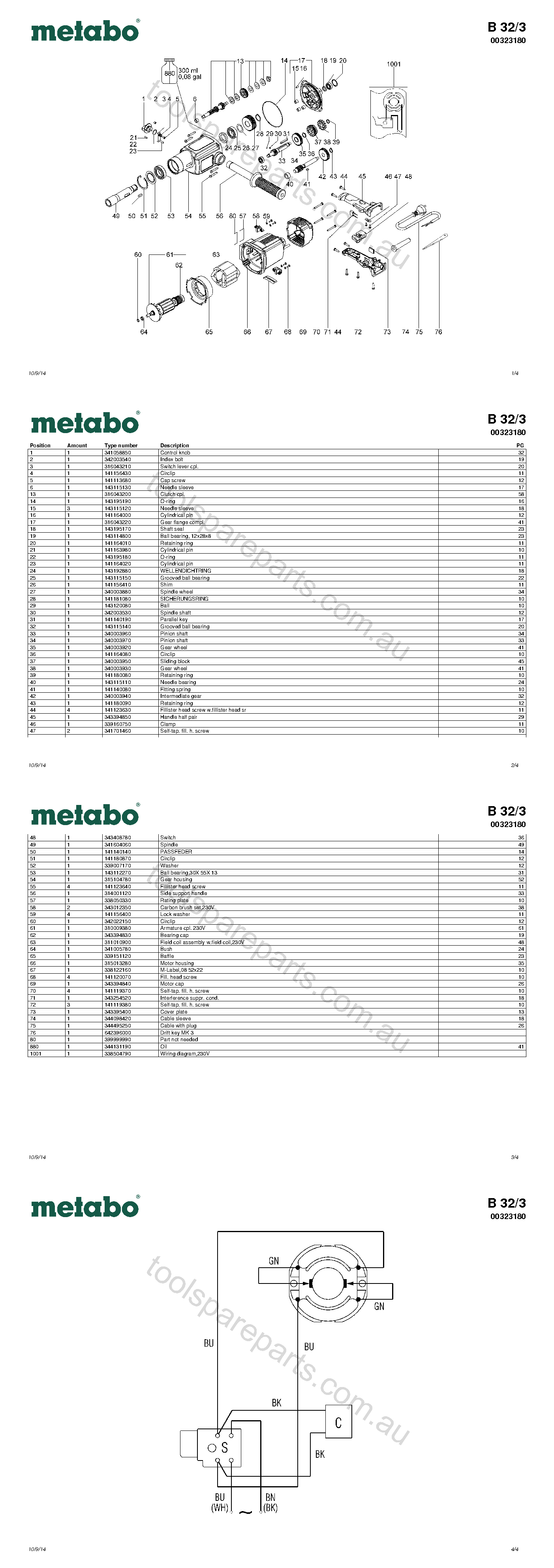 Metabo B 32/3 00323180  Diagram 1