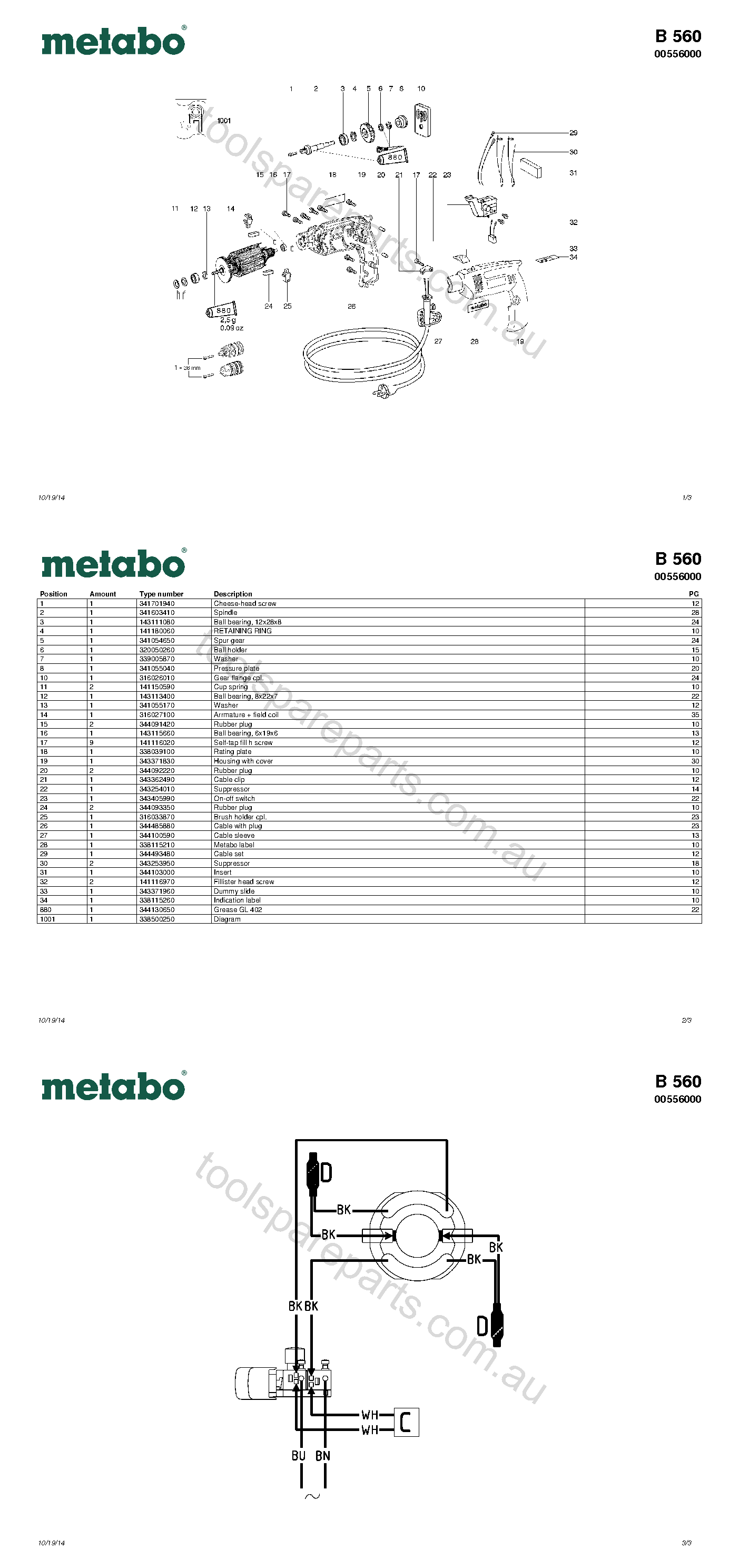 Metabo B 560 00556000  Diagram 1