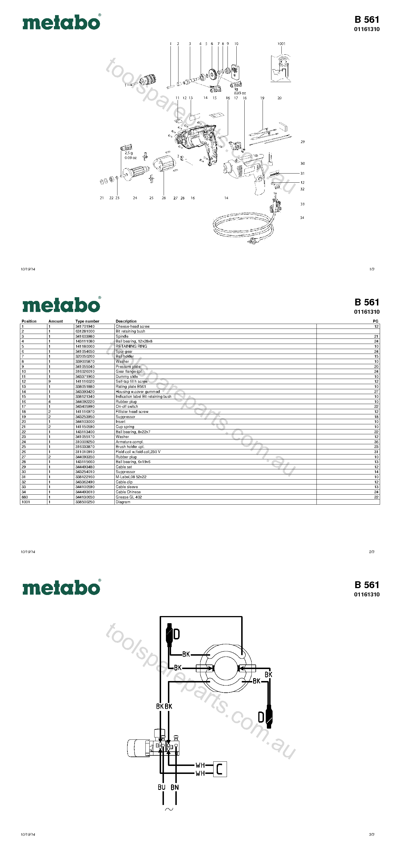 Metabo B 561 01161310  Diagram 1
