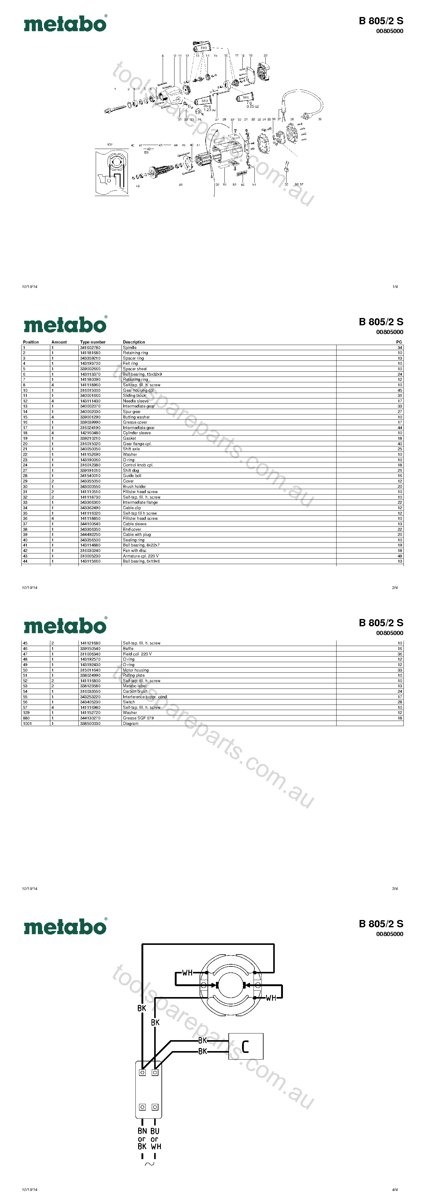Metabo B 805/2 S 00805000  Diagram 1