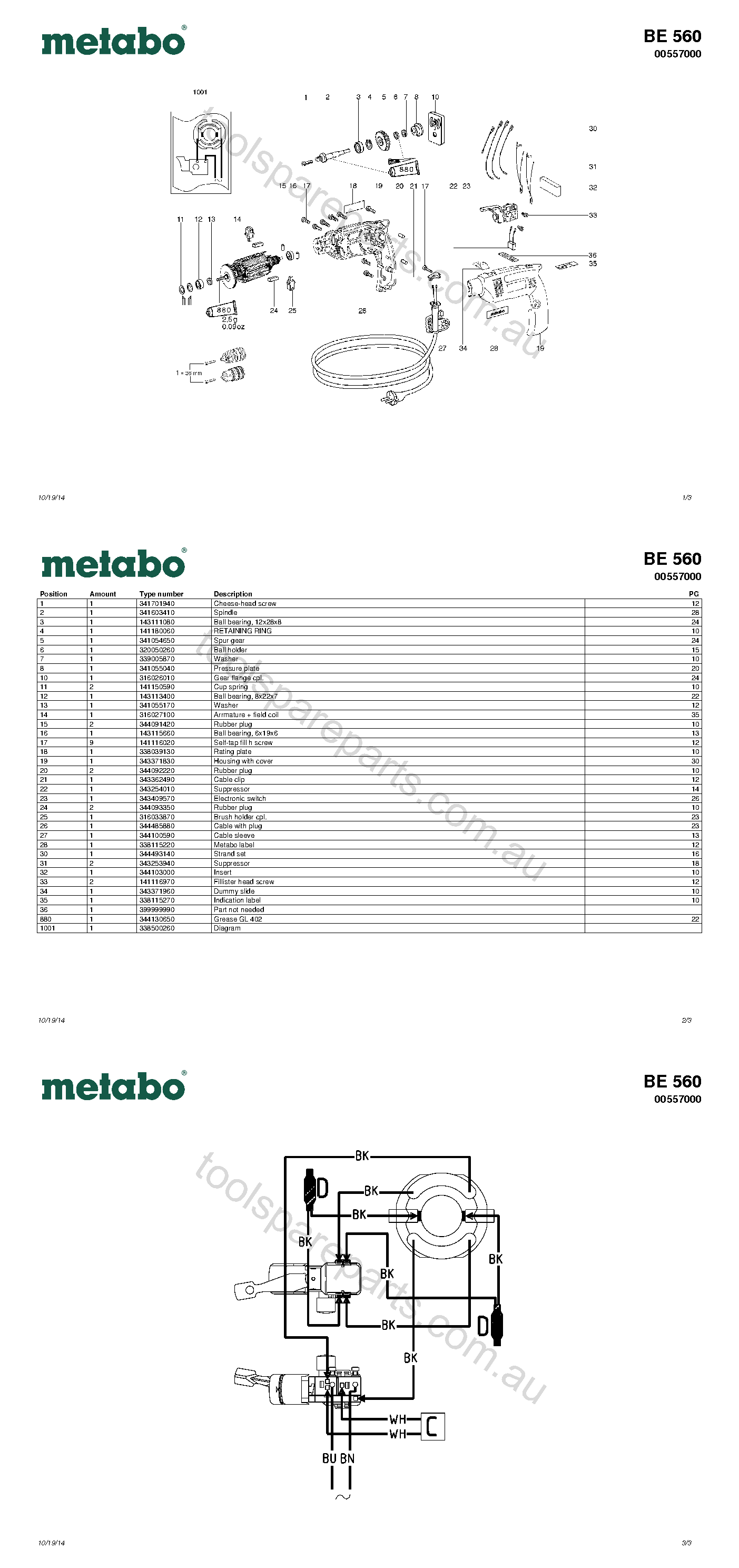 Metabo BE 560 00557000  Diagram 1