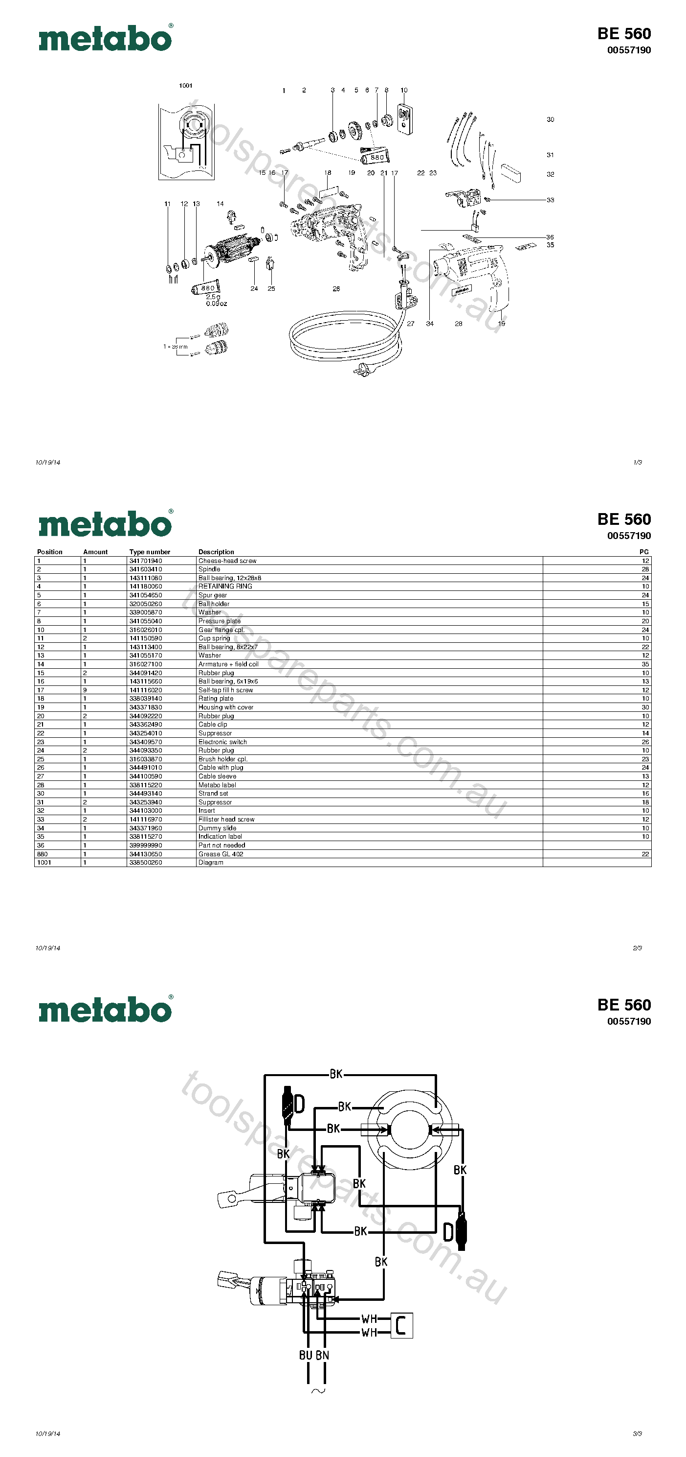 Metabo BE 560 00557190  Diagram 1