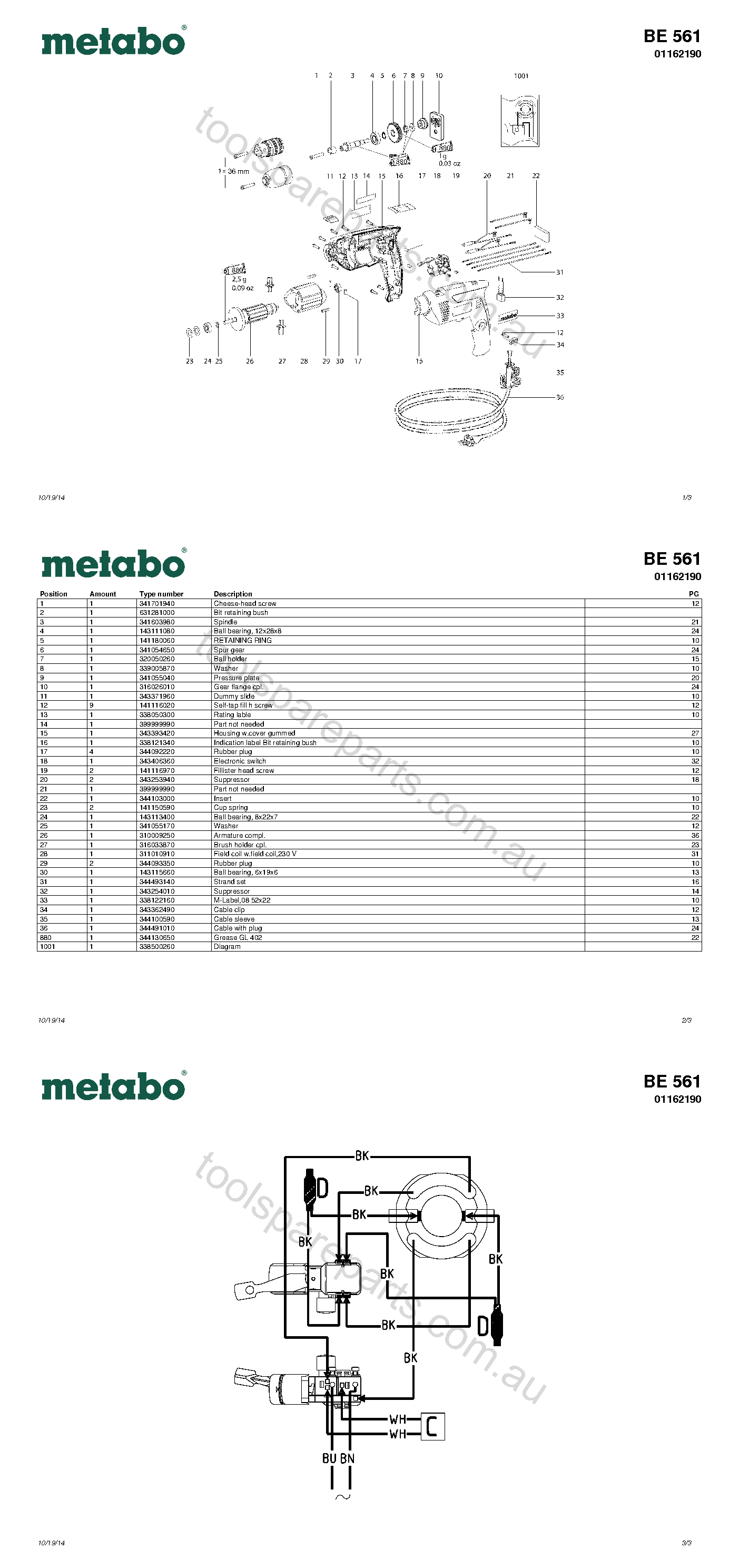 Metabo BE 561 01162190  Diagram 1