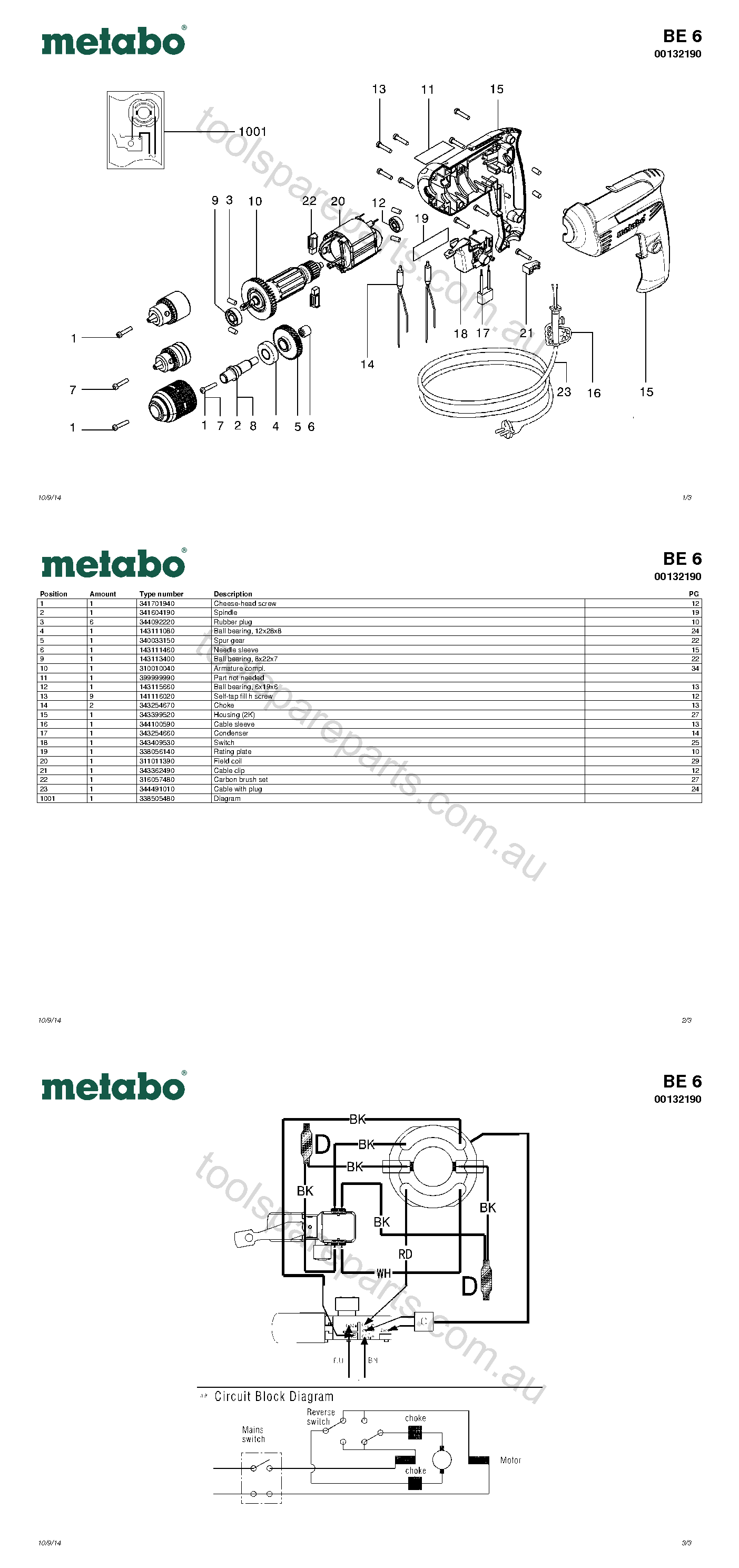 Metabo BE 6 00132190  Diagram 1
