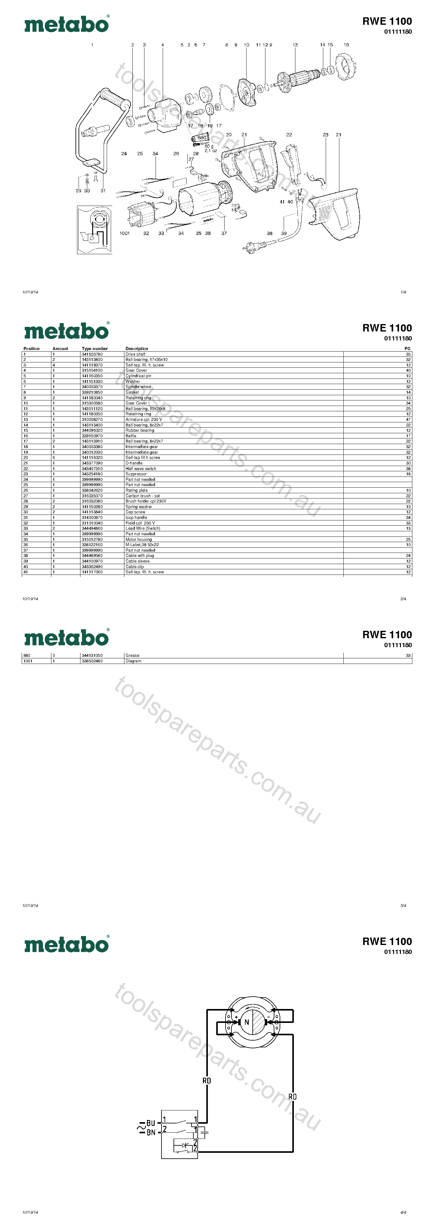 Metabo RWE 1100 01111180  Diagram 1
