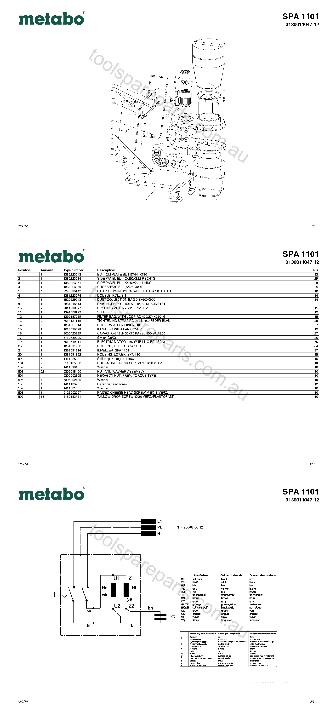 Metabo SPA 1101 0130011047 12  Diagram 1