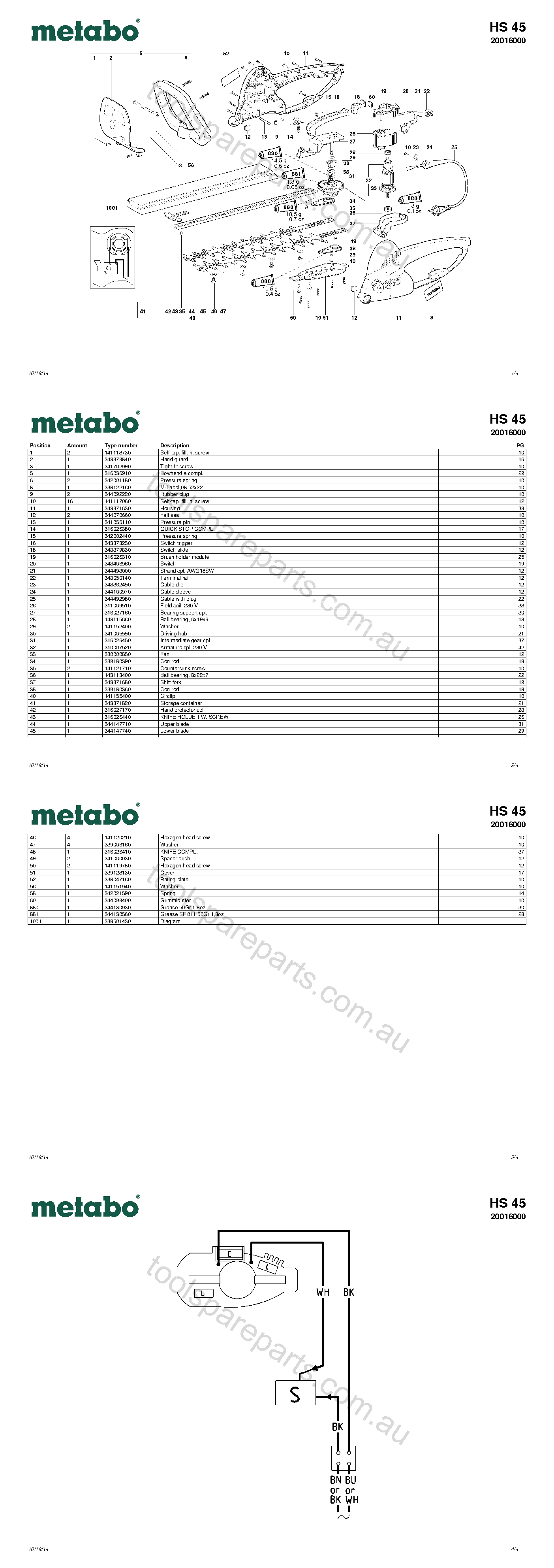 Metabo HS 45 20016000  Diagram 1