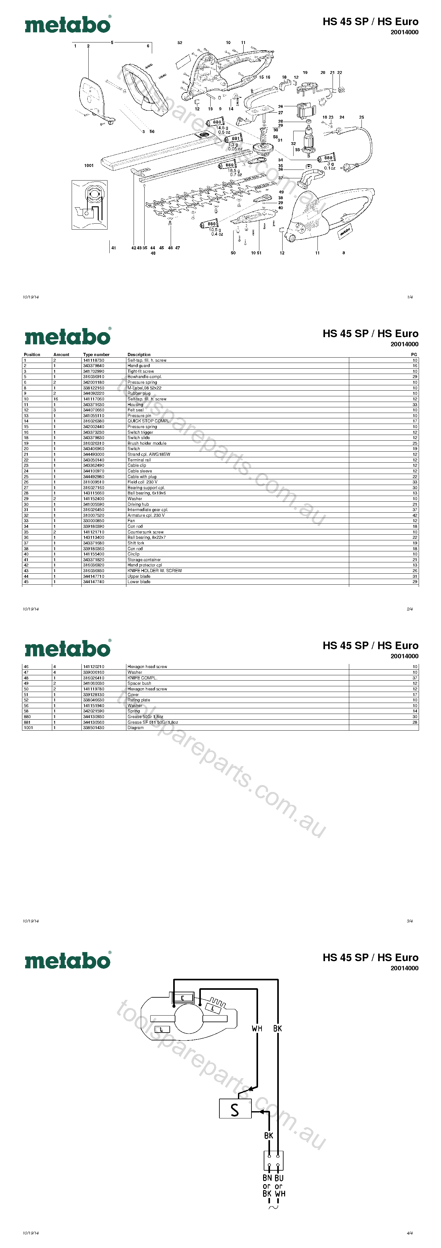 Metabo HS 45 SP / HS Euro 20014000  Diagram 1