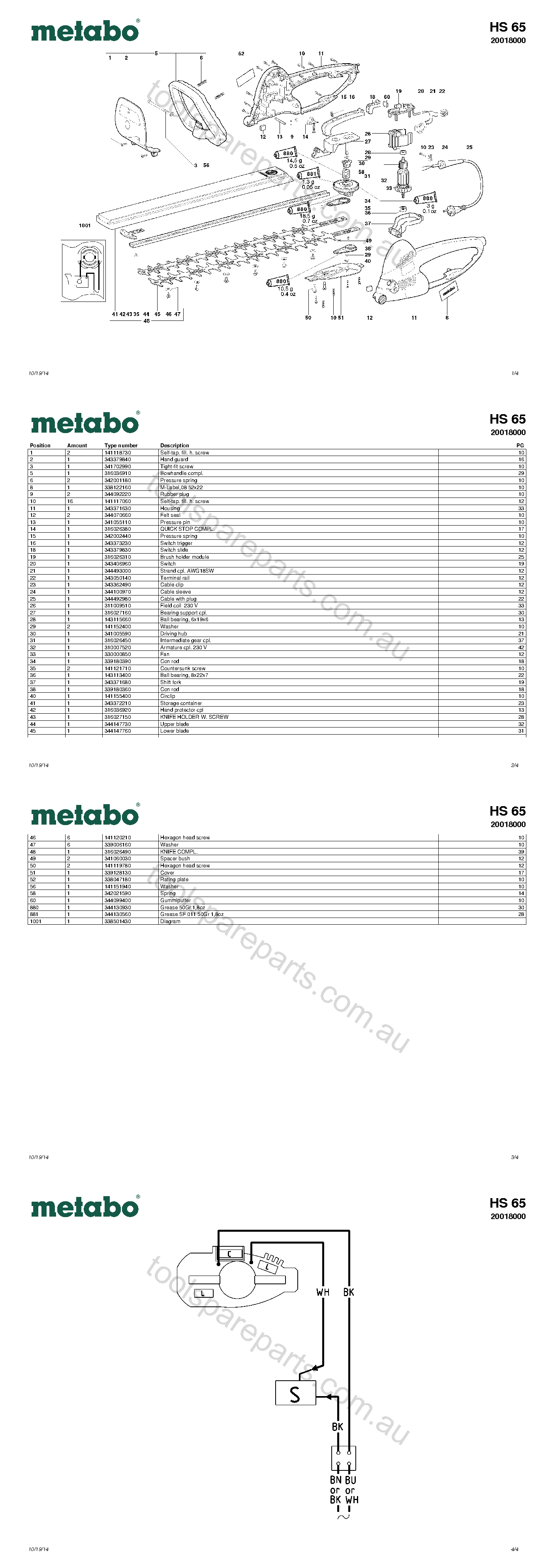 Metabo HS 65 20018000  Diagram 1
