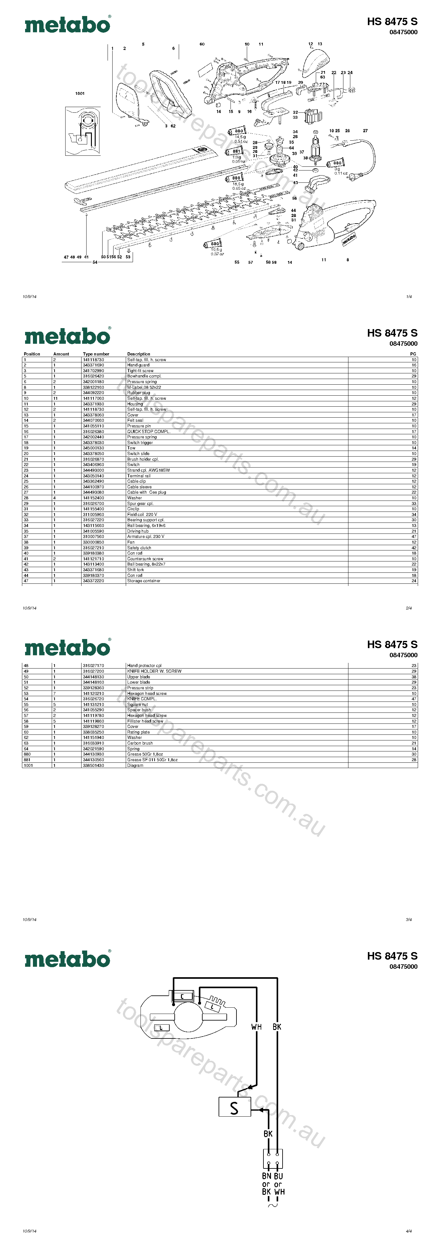 Metabo HS 8475 S 08475000  Diagram 1