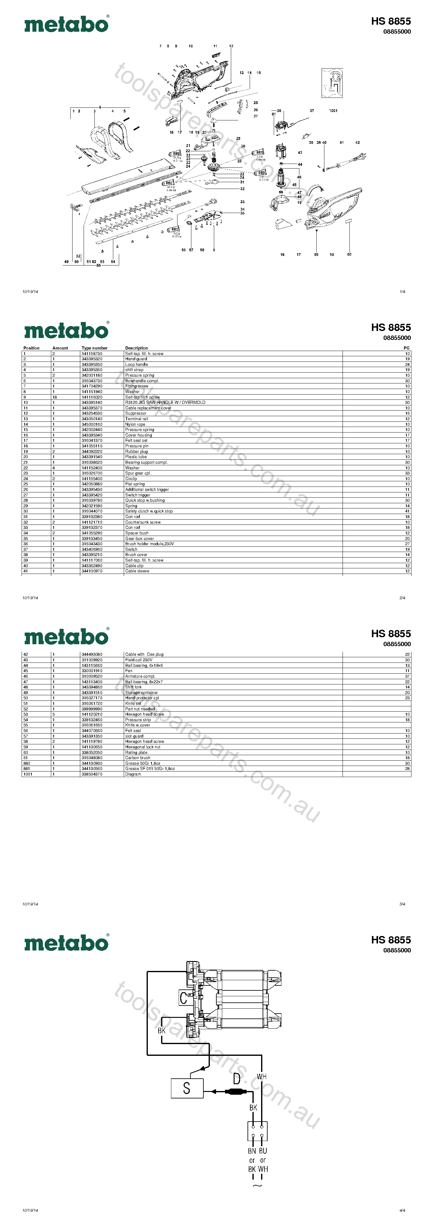 Metabo HS 8855 08855000  Diagram 1