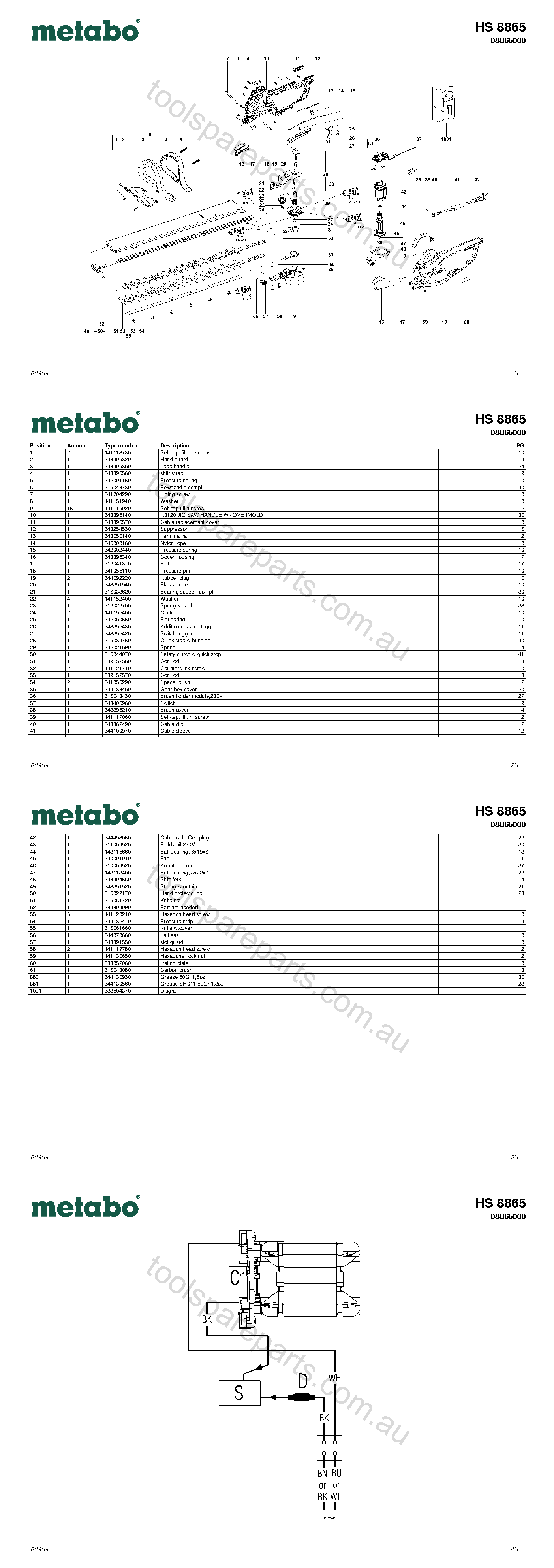 Metabo HS 8865 08865000  Diagram 1