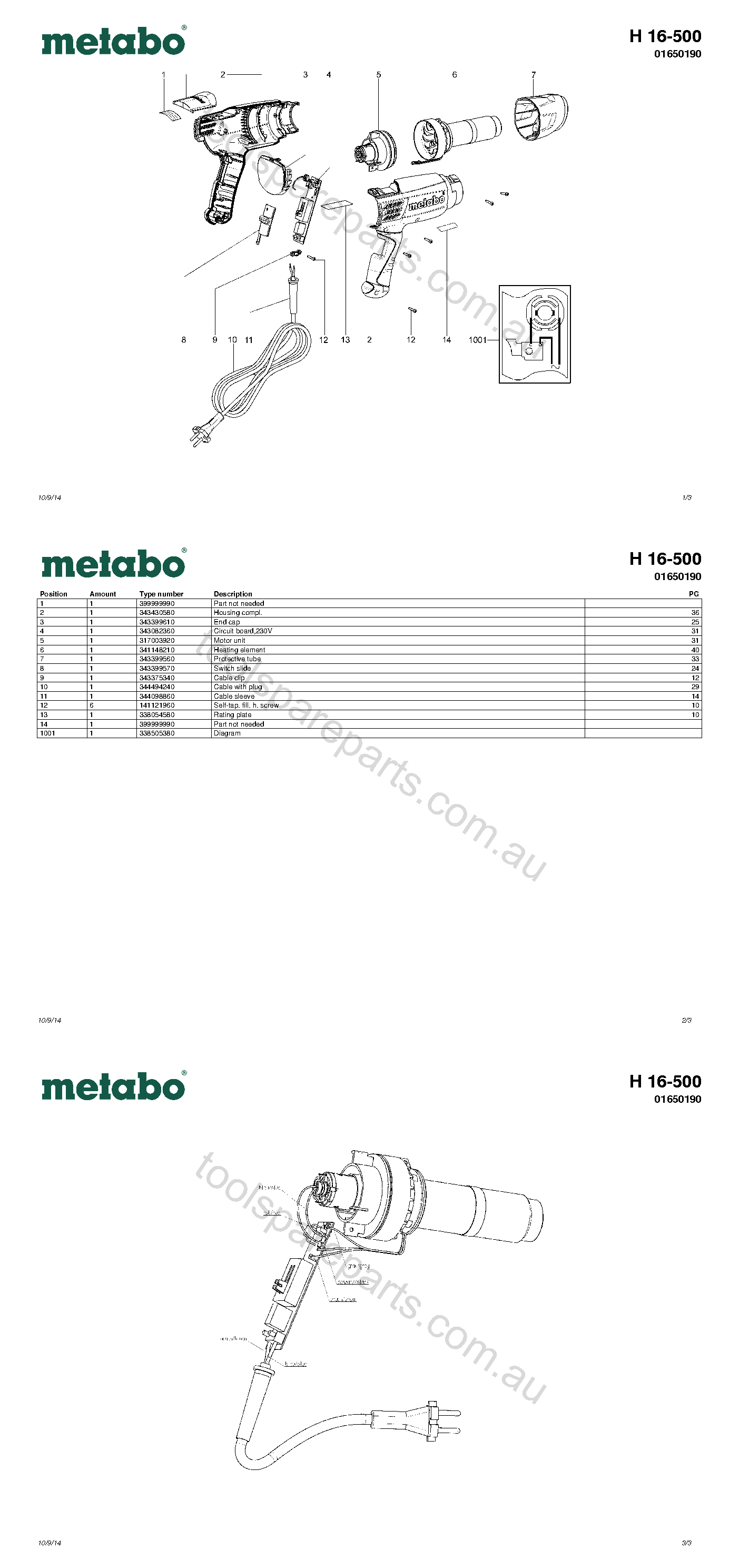 Metabo H 16-500 01650190  Diagram 1