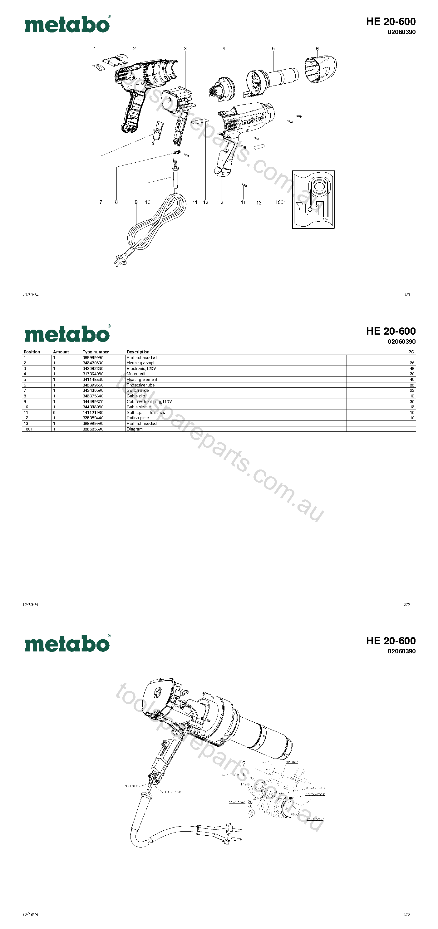 Metabo HE 20-600 02060390  Diagram 1