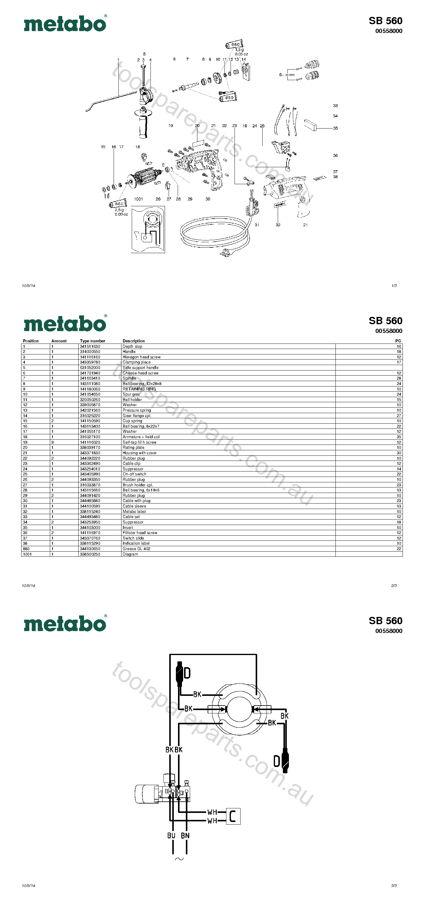 Metabo SB 560 00558000  Diagram 1