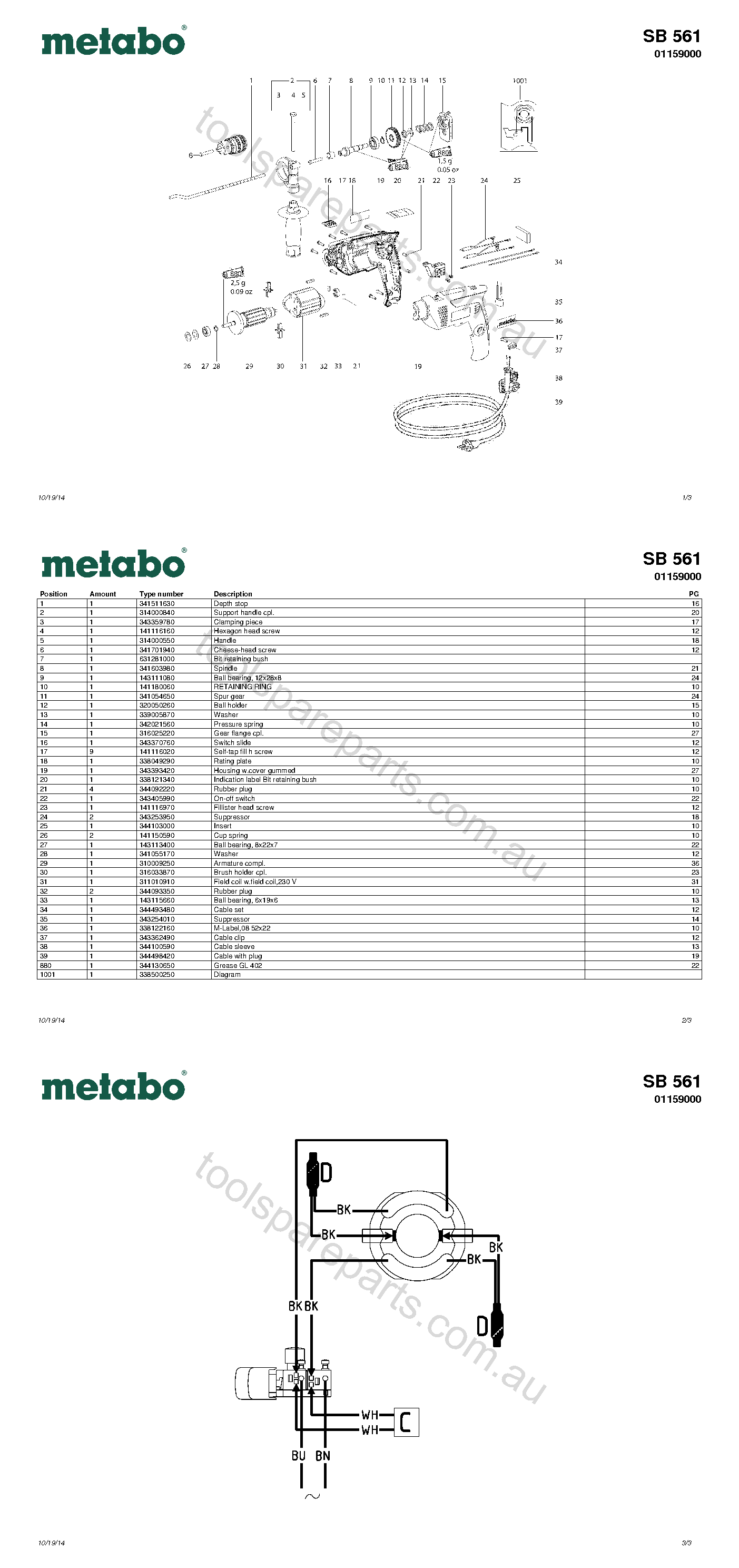 Metabo SB 561 01159000  Diagram 1