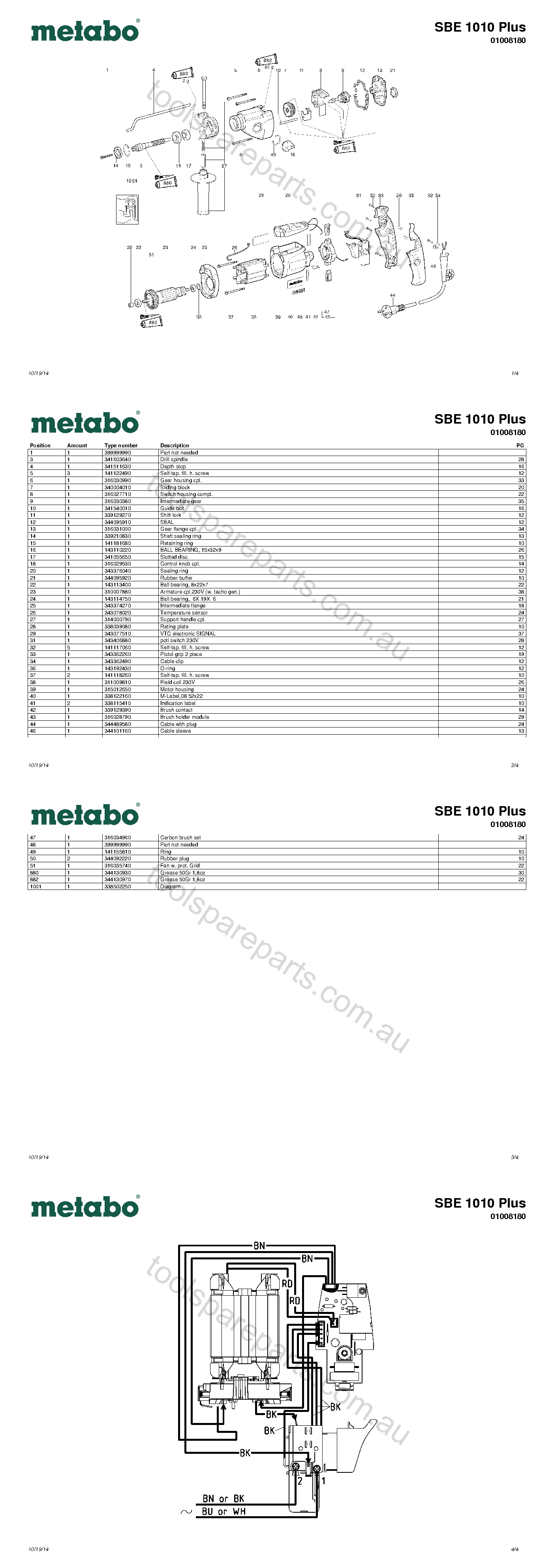 Metabo SBE 1010 Plus 01008180  Diagram 1