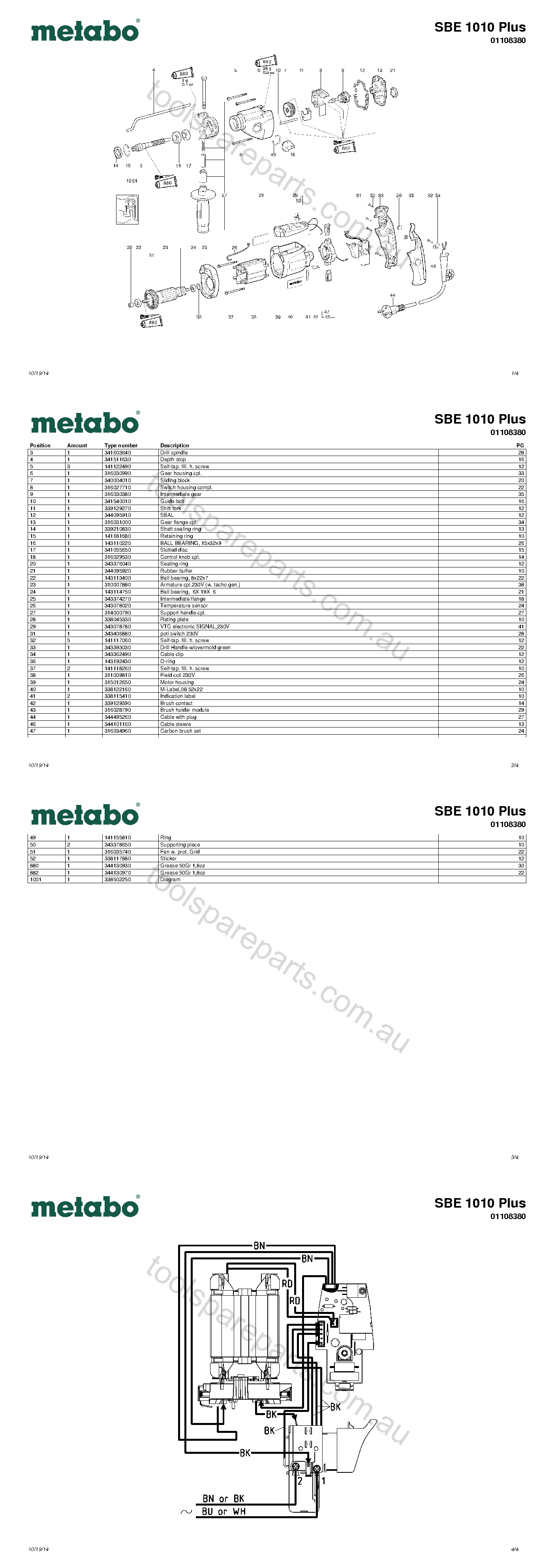 Metabo SBE 1010 Plus 01108380  Diagram 1