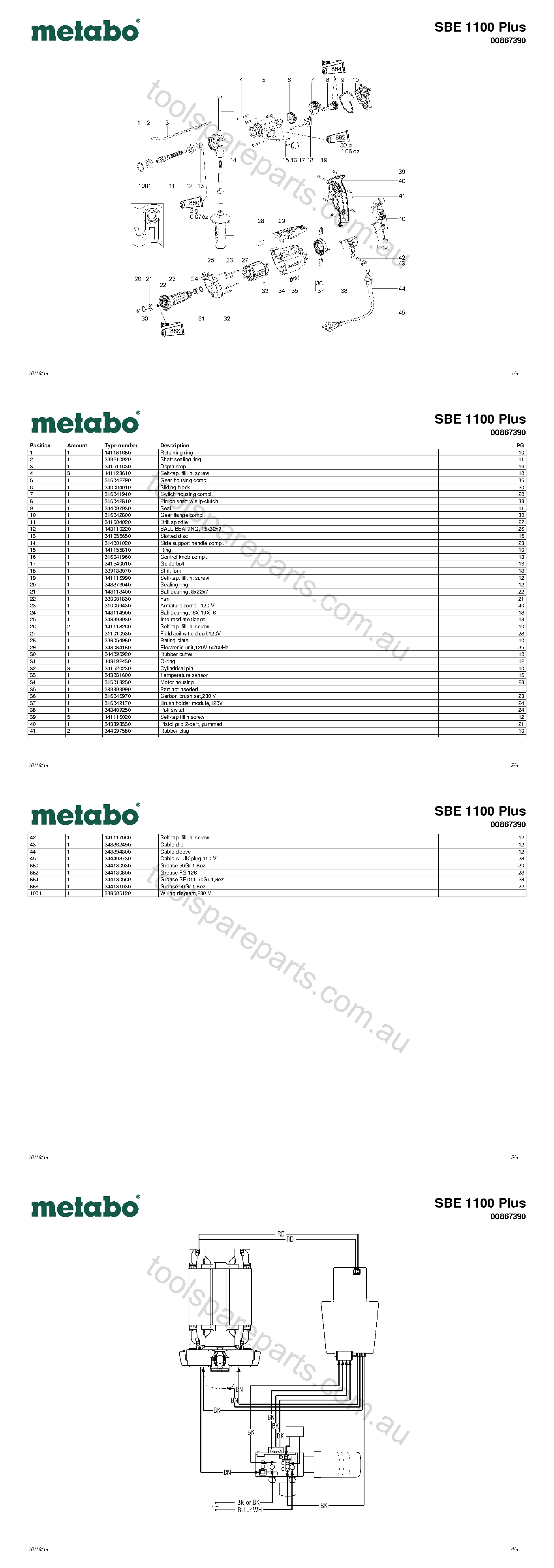 Metabo SBE 1100 Plus 00867390  Diagram 1