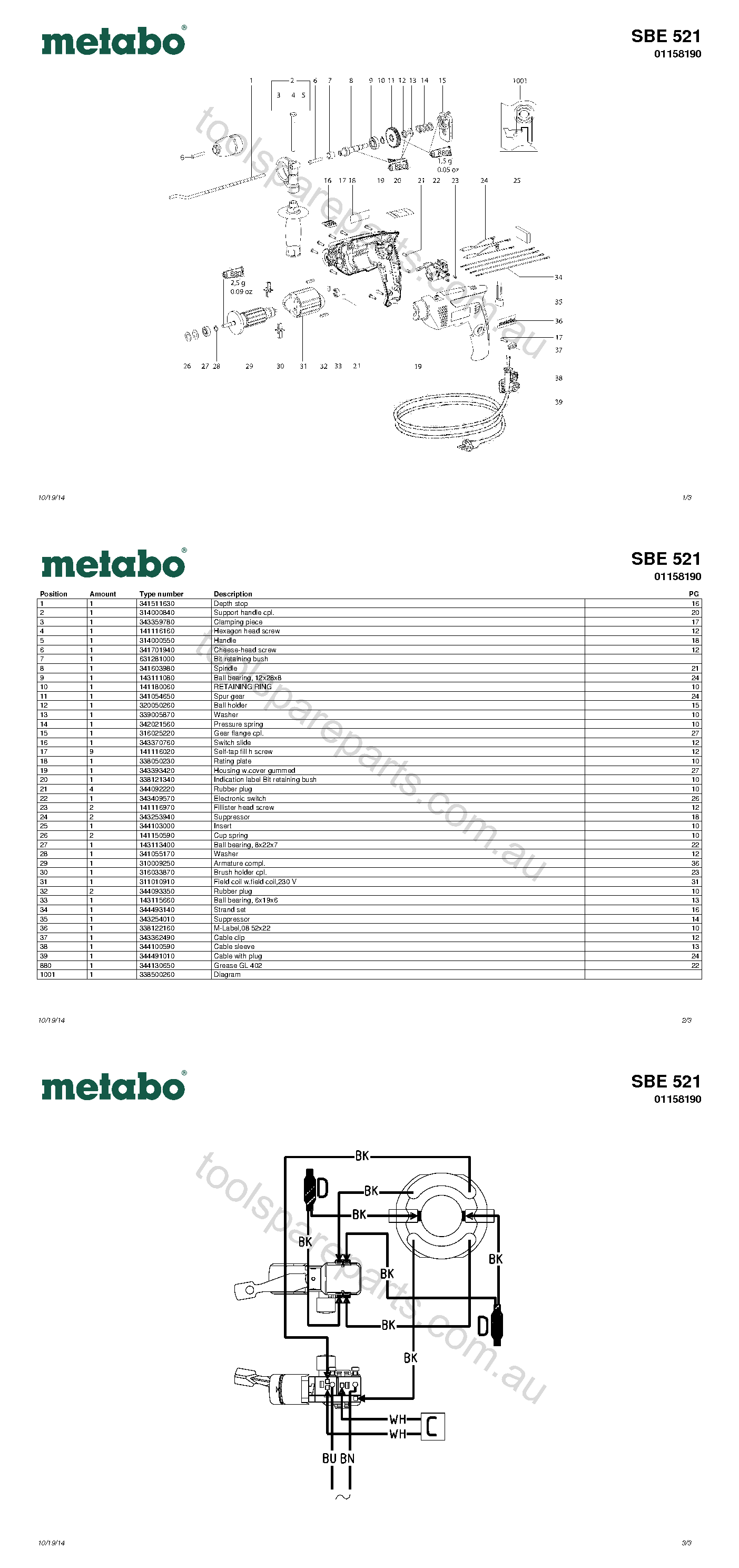 Metabo SBE 521 01158190  Diagram 1