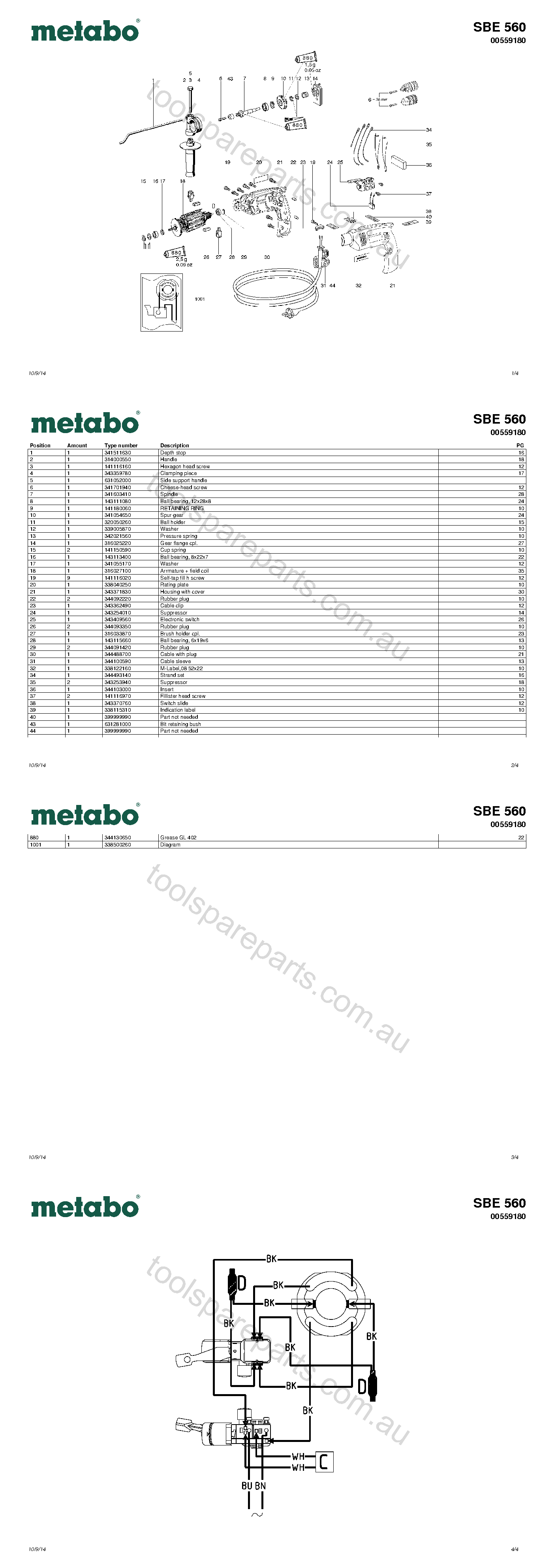 Metabo SBE 560 00559180  Diagram 1