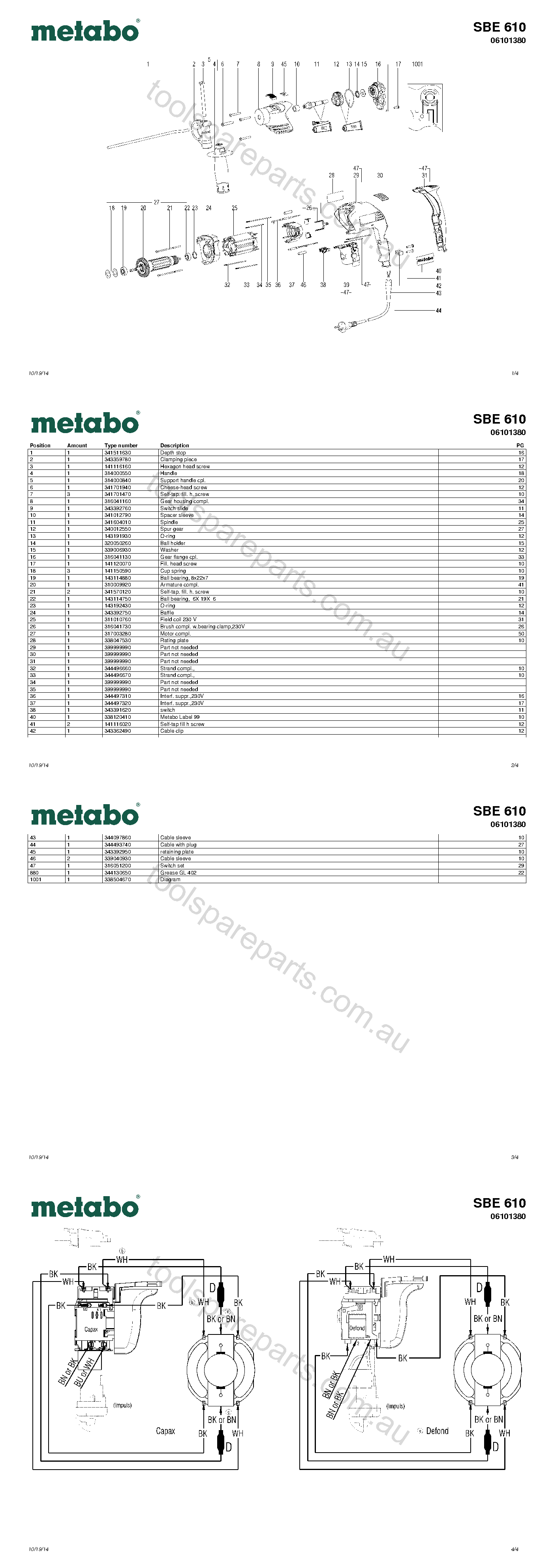 Metabo SBE 610 06101380  Diagram 1