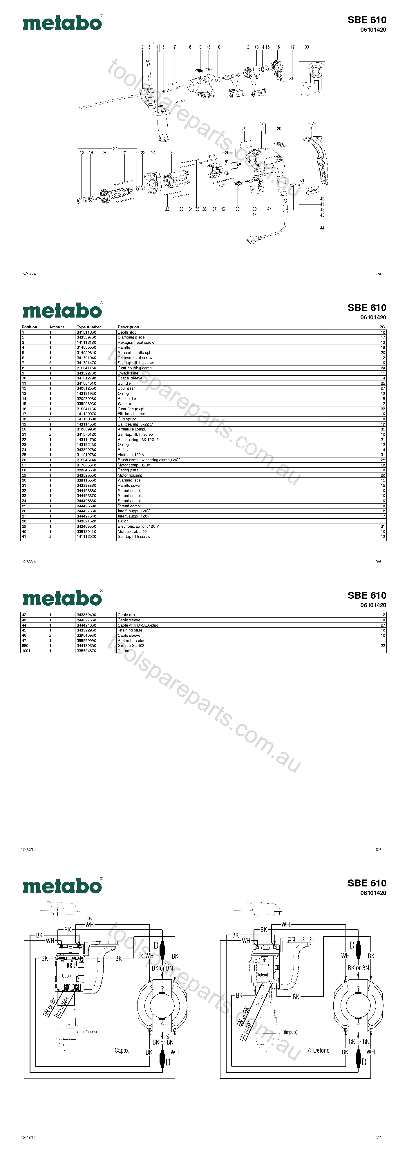 Metabo SBE 610 06101420  Diagram 1