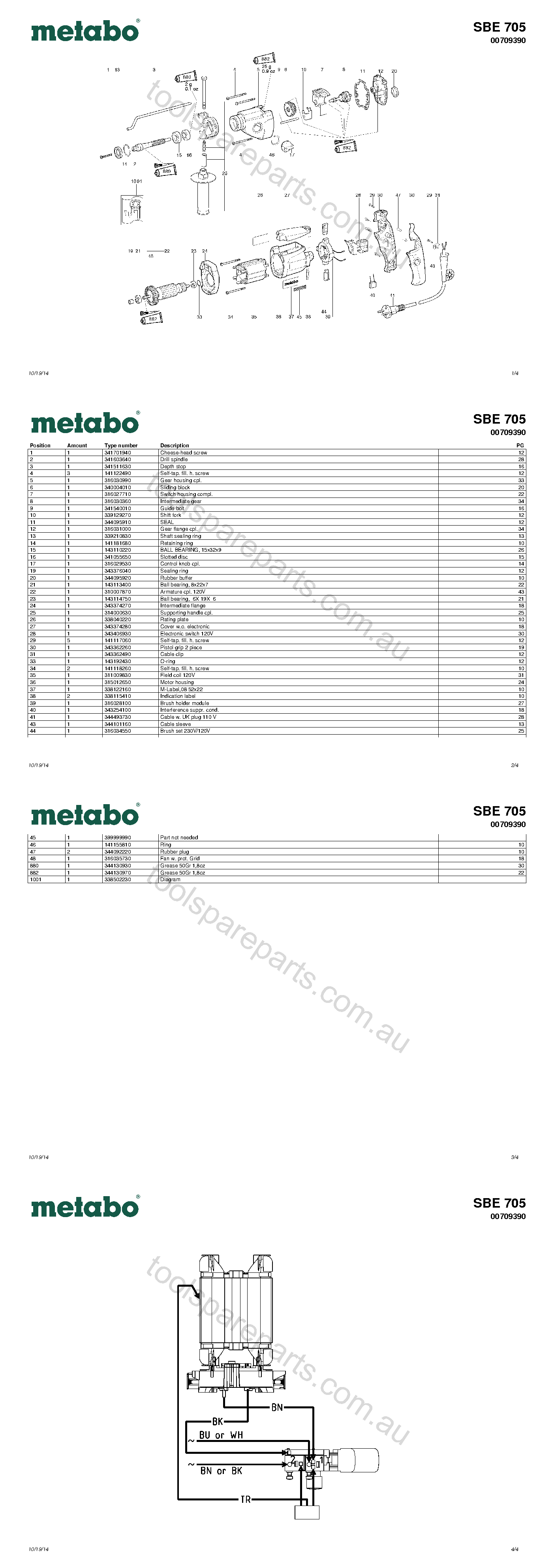 Metabo SBE 705 00709390  Diagram 1